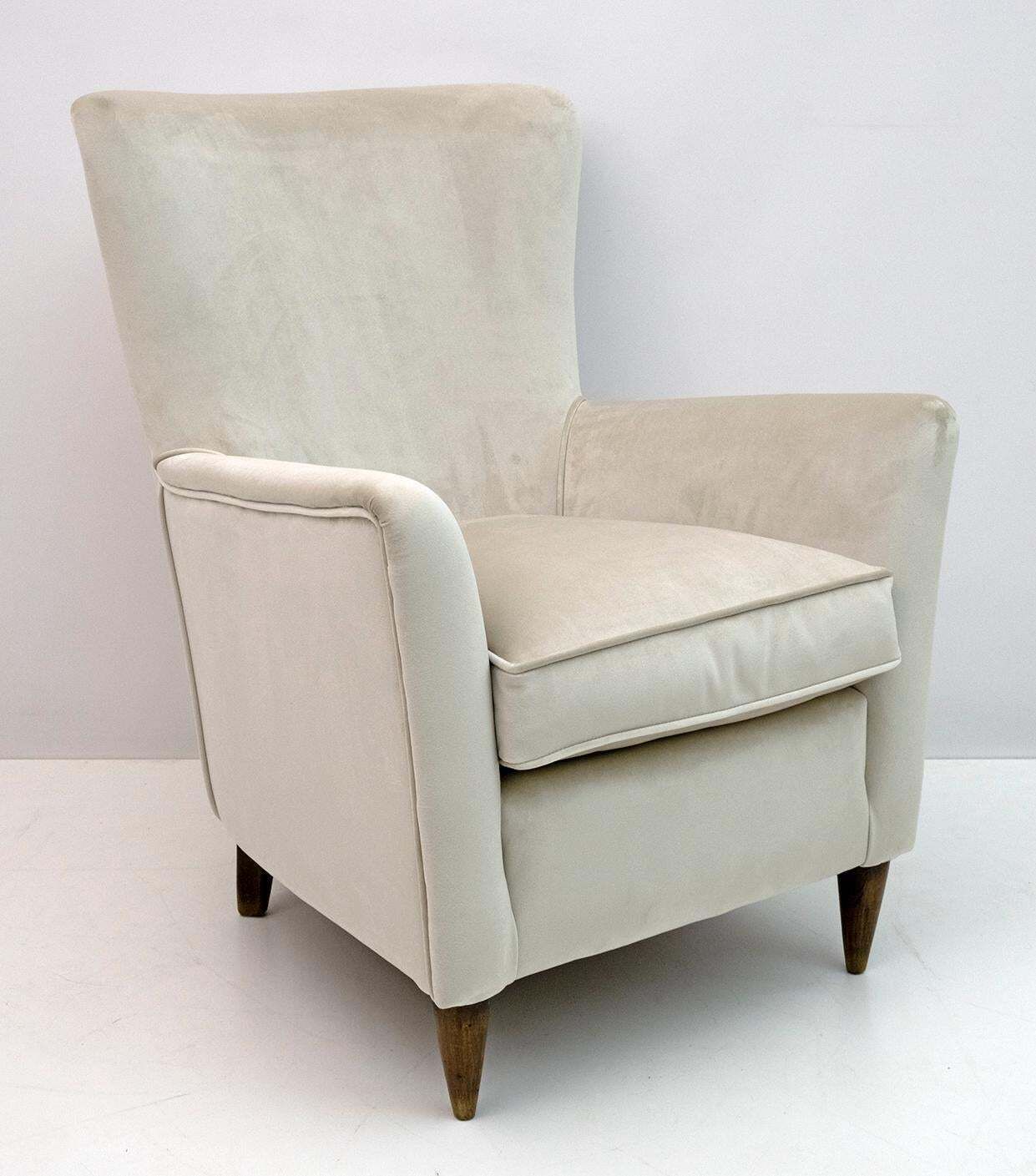 Pair Of Gio Ponti Style Mid Century Modern Italian Velvet Armchairs For Isa, 50s photo furniture