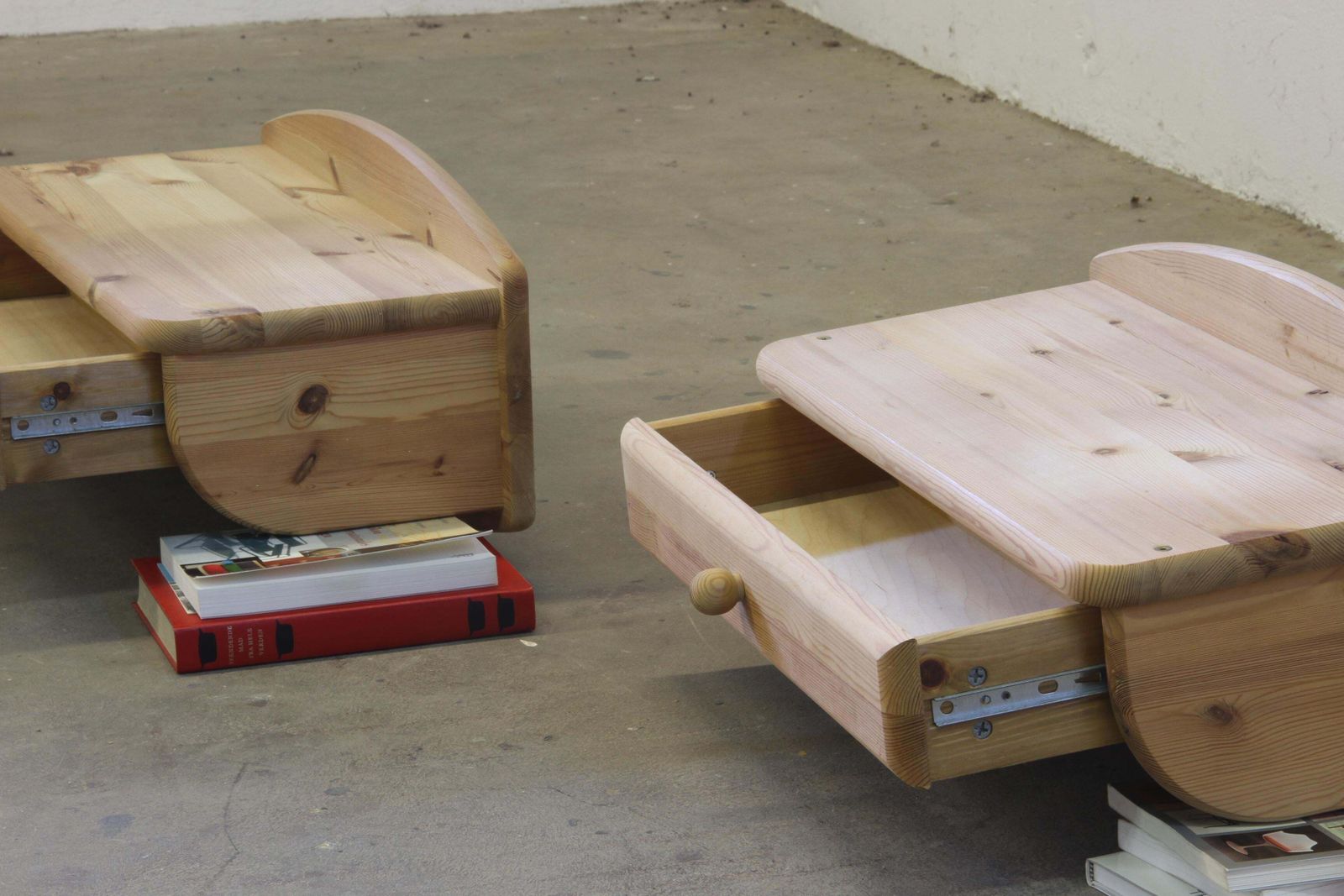Furniture Danish Wall Hanging Bedside Tables In Pine, 1970s/80s, Set Of 2 photo