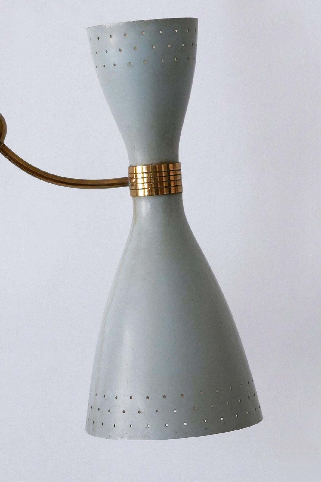 Rare Mid Century Modern Two Armed Diabolo Pendant Lamp Or Chandelier Italy 1950s photo 3260.0