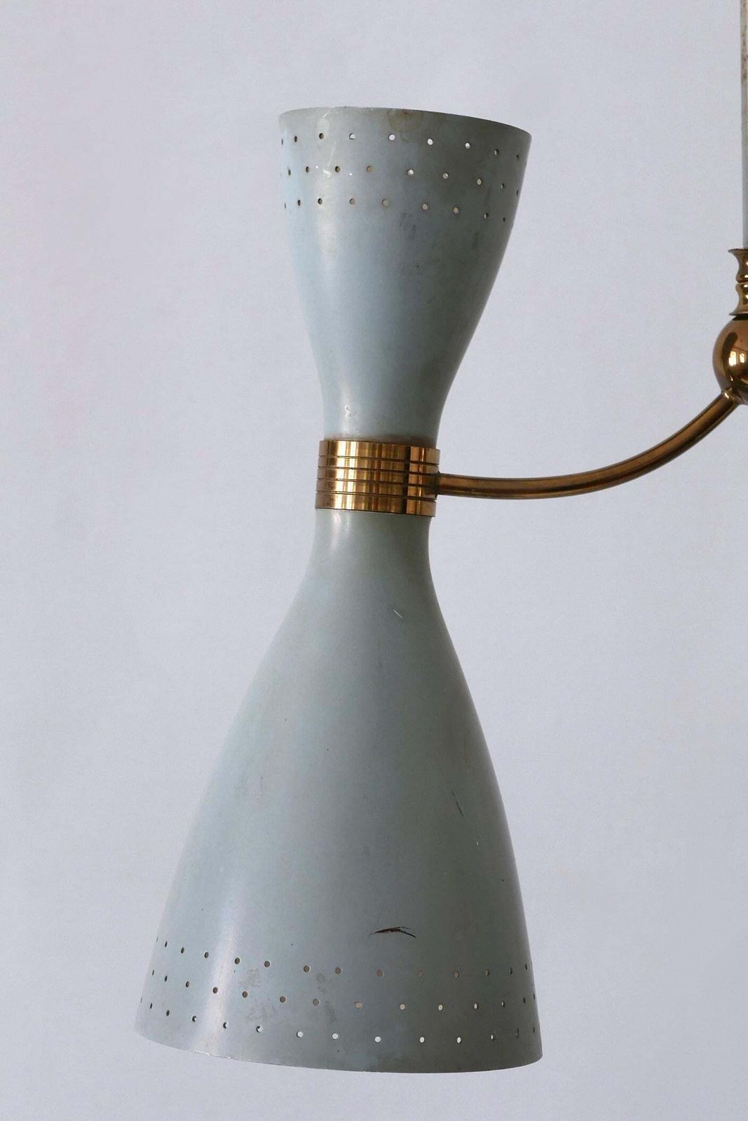 photo furniture Rare Mid Century Modern Two Armed Diabolo Pendant Lamp Or Chandelier Italy 1950s