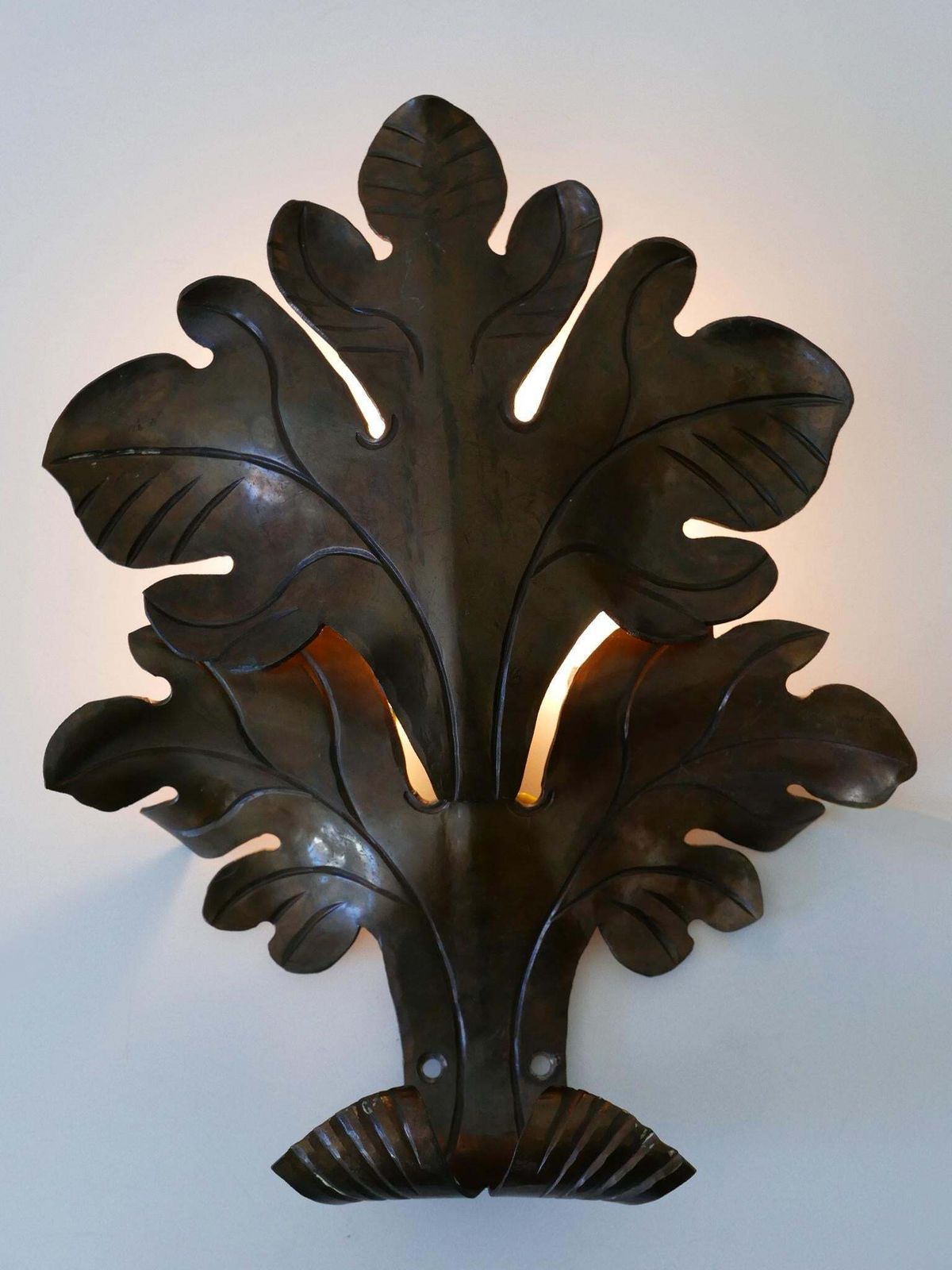 Lovely Mid Century Modern Brass Oak Leaf Sconce Or Wall Lamp Germany 1960s photo furniture