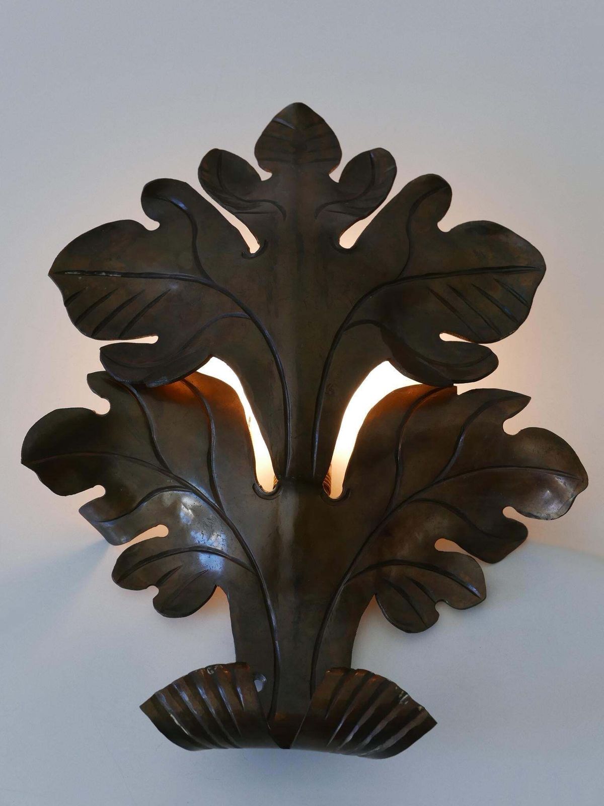 Lovely Mid Century Modern Brass Oak Leaf Sconce Or Wall Lamp Germany 1960s photo buy