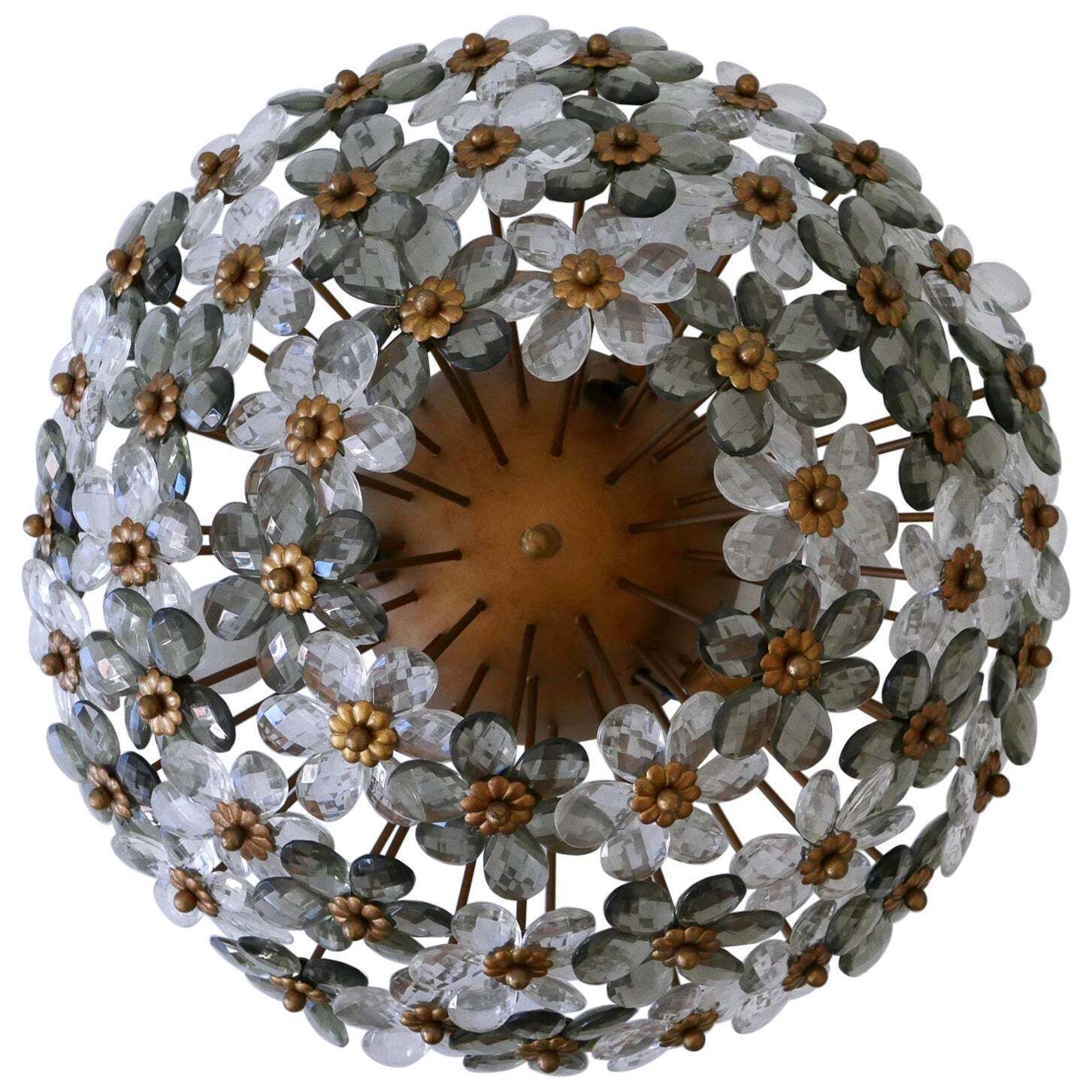 Amazing Mid Century Ceiling Floral Lamp Or Flush Mount By Banci Firenze 1970s