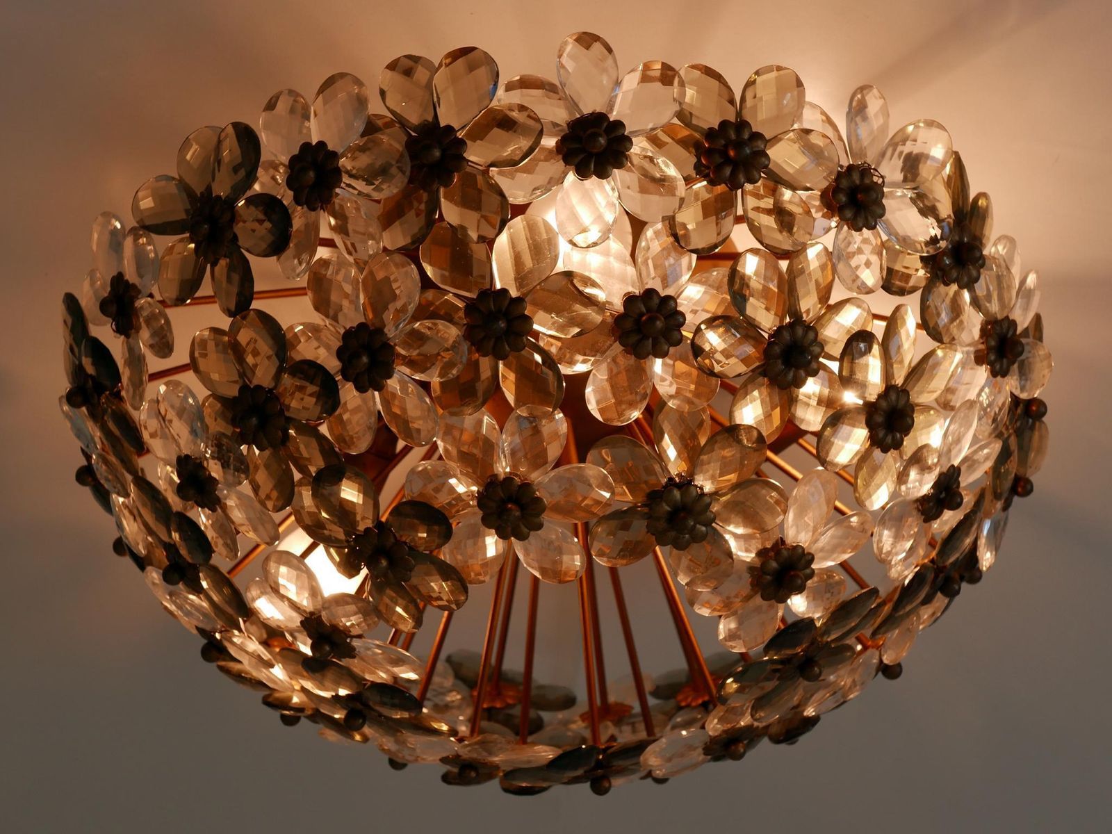 Amazing Mid Century Ceiling Floral Lamp Or Flush Mount By Banci Firenze 1970s photo vinterior