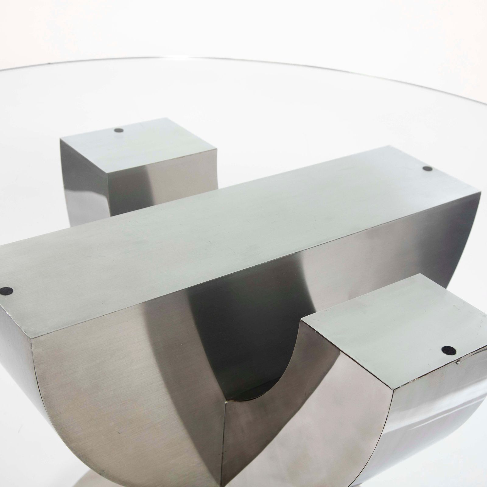 photo furniture Mid Century Italian Cactus Shaped Dining Table Stainless Steel Veneer 1970s