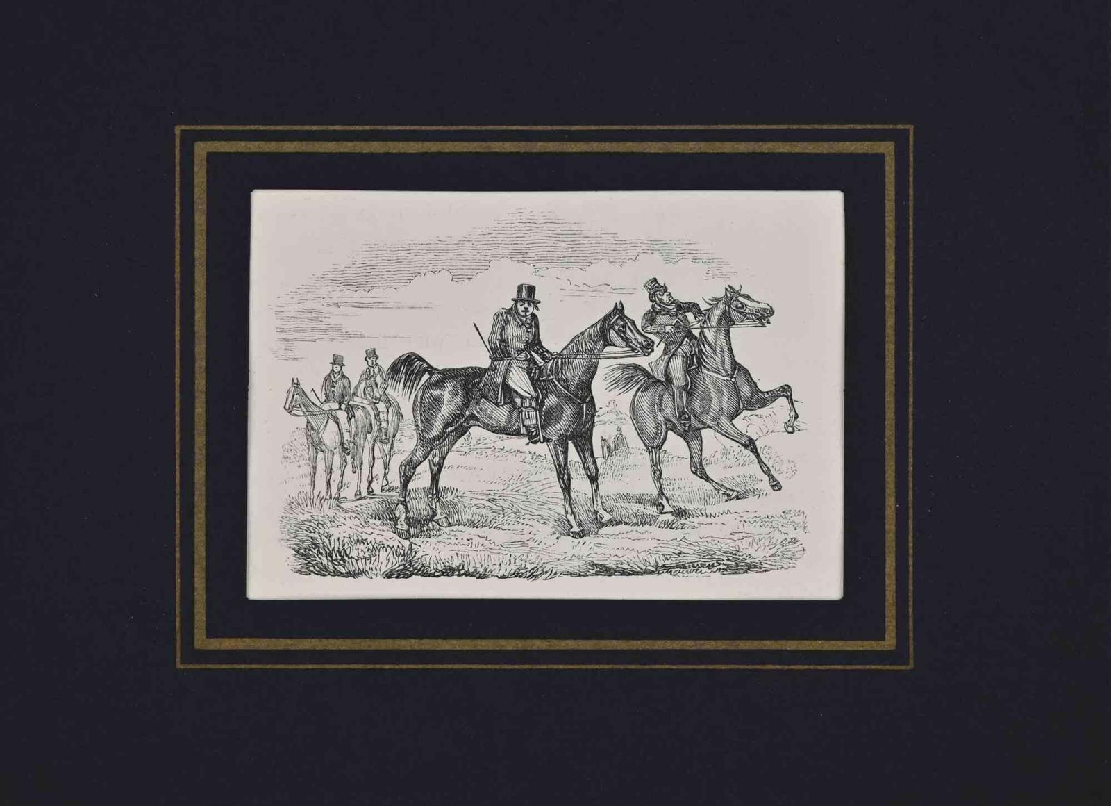 Unknowntwo Gentlemen Riding Horses   Lithograph   19th Century19th Century