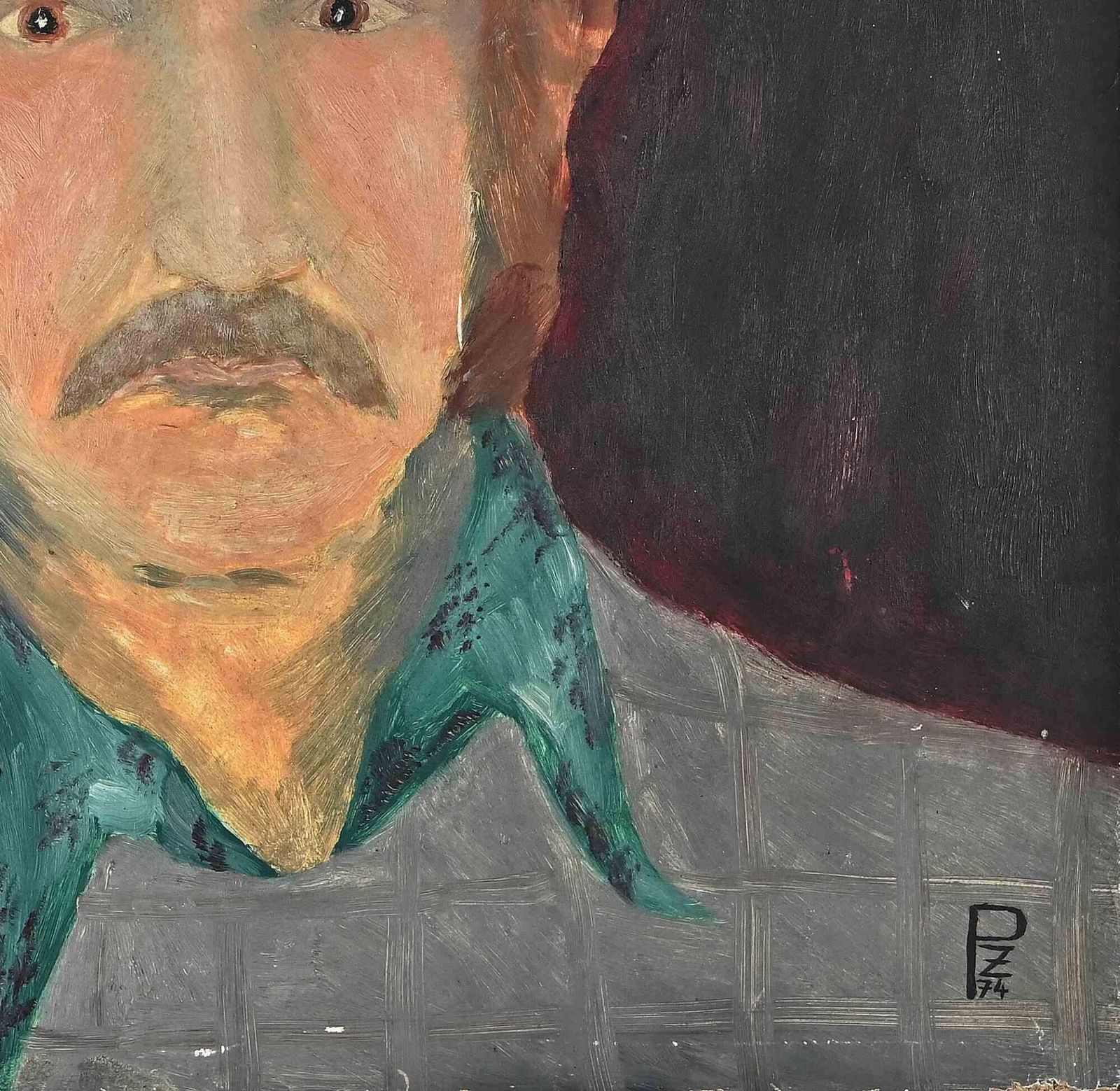 Unknownportrait Of Man   Tempera On Board   19741974 photo furniture