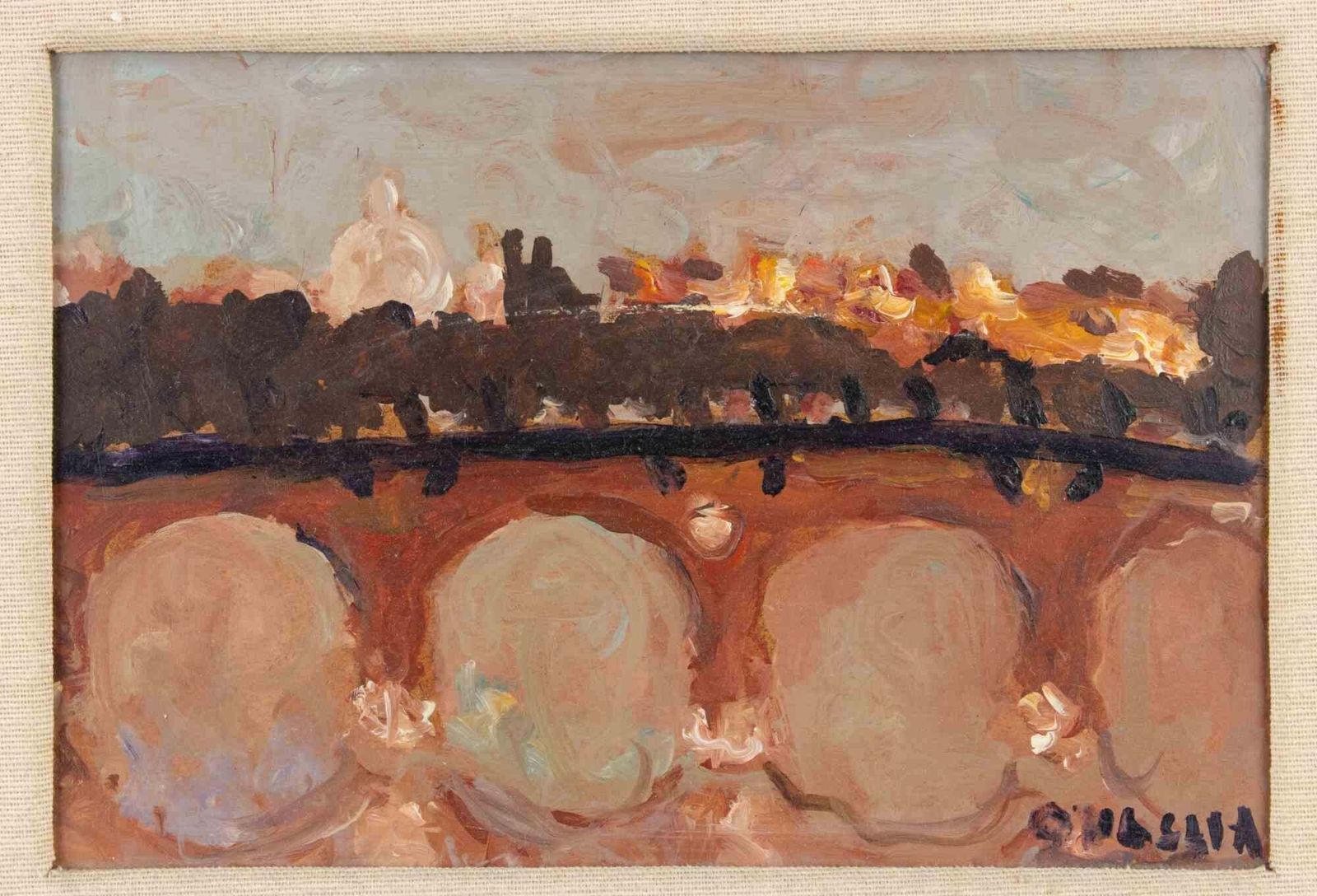 Carlo Quagliaview Of The Roman Countryside   Oil Paint By Carlo Quaglia   Mid 20th Centurymid 20th Century photo furniture