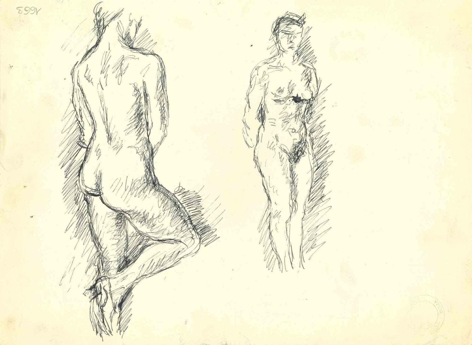 Mino Maccarinudes   Drawing By Mino Maccari   Mid 20th Centurymid 20th Century photo furniture