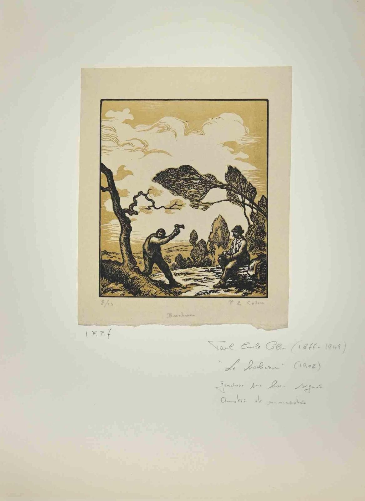 Paul Emile Colinthe Woodcutter   Woodcut By Paul Emile Colin   19021902