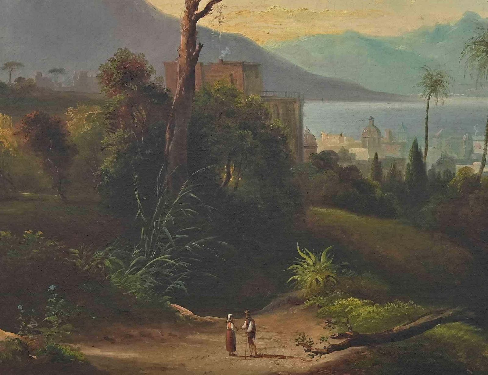 Unknownthe Meeting  Oil Painting   19th Century19th Century photo for sale