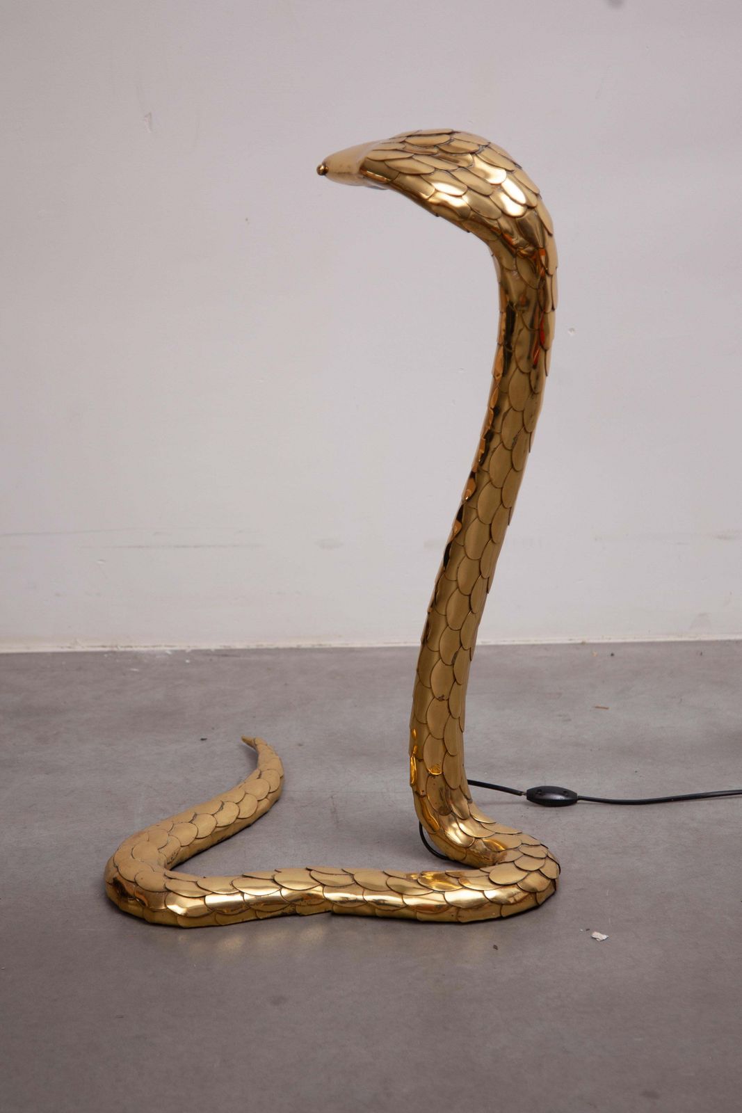Large Floor Lamp, Cobra Sculpture Signed By Alain Chevret, 1985, France photo for sale