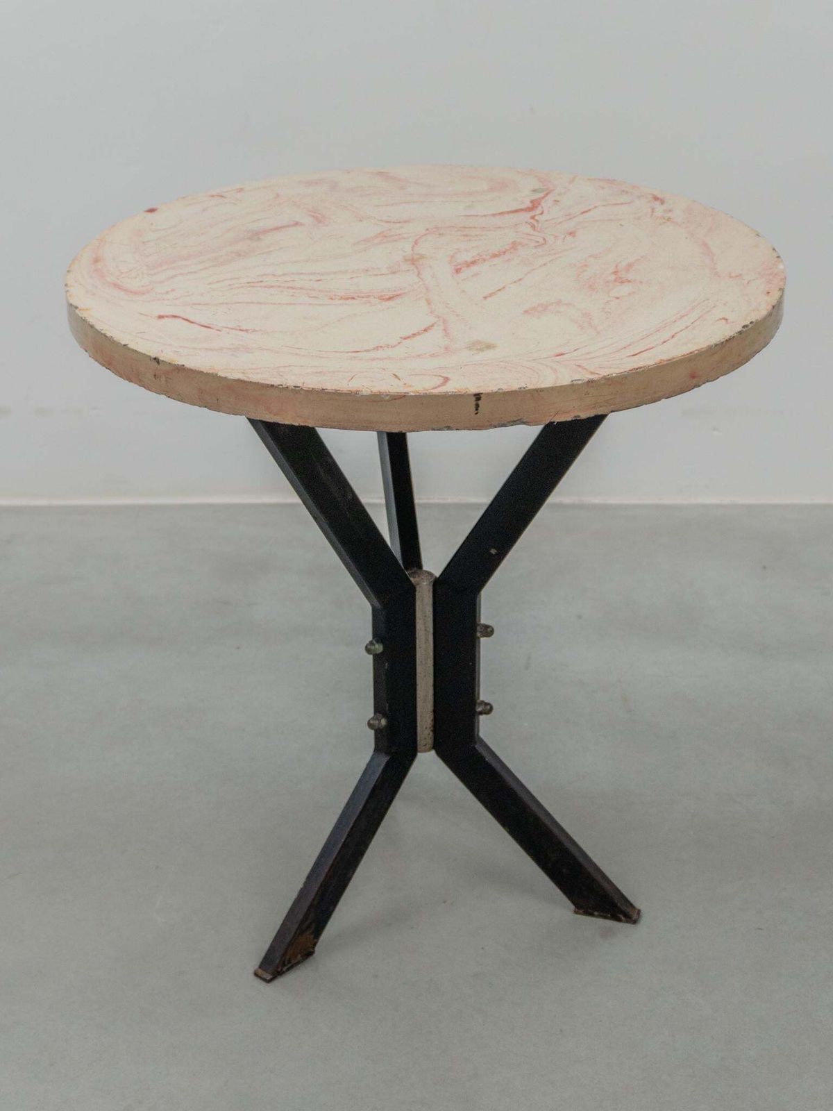 Set Of Two Round Outdoor Terrace Stone Top Tables, France, 1930s photo for sale