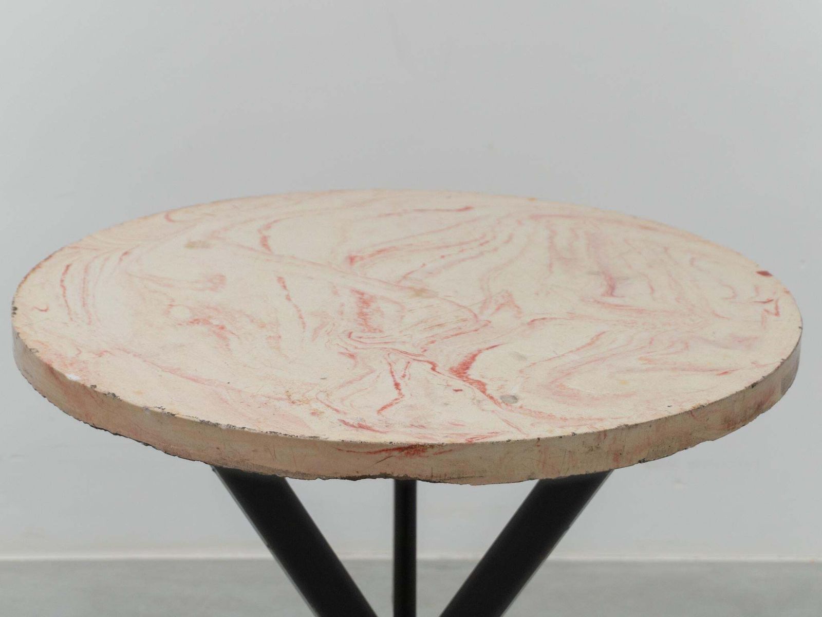 Set Of Two Round Outdoor Terrace Stone Top Tables, France, 1930s photo vintage