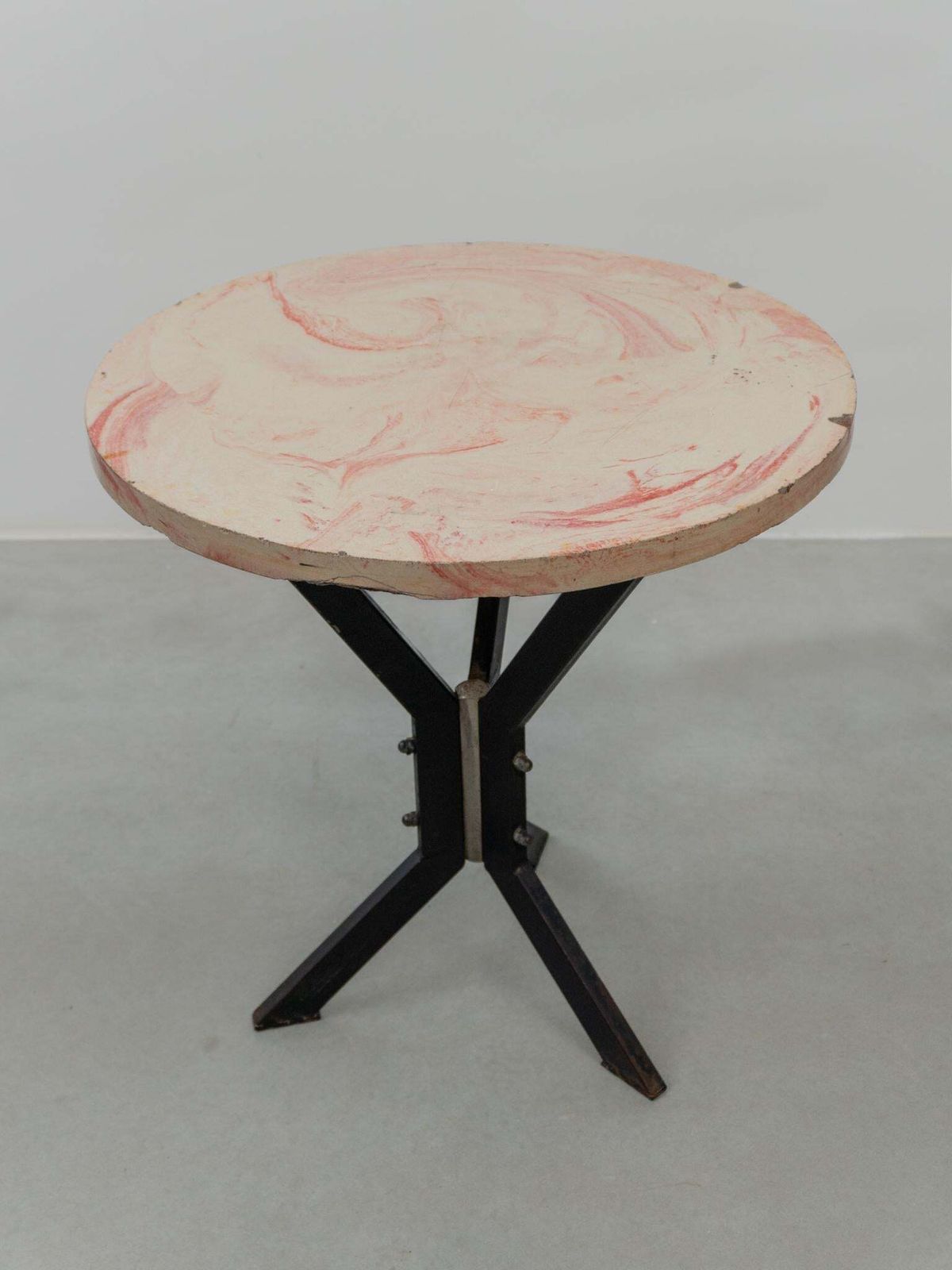 photo buy Set Of Two Round Outdoor Terrace Stone Top Tables, France, 1930s