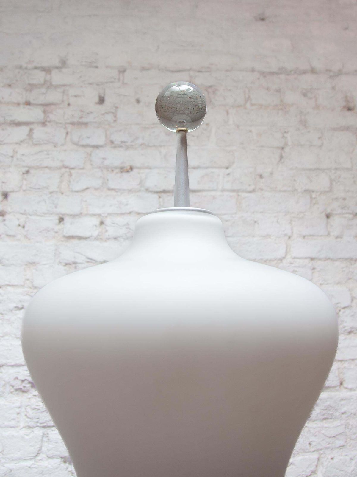 Midcentury Modern Murano Due Opaline Glass Shade Floor Lamp, 1980s photo buy