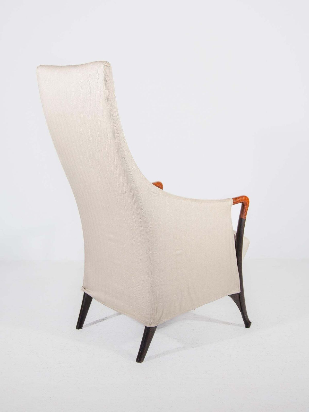 Set Of Two Highback Lounge Chairs And Footstool By Umberto Asnago, 1980 photo vinterior