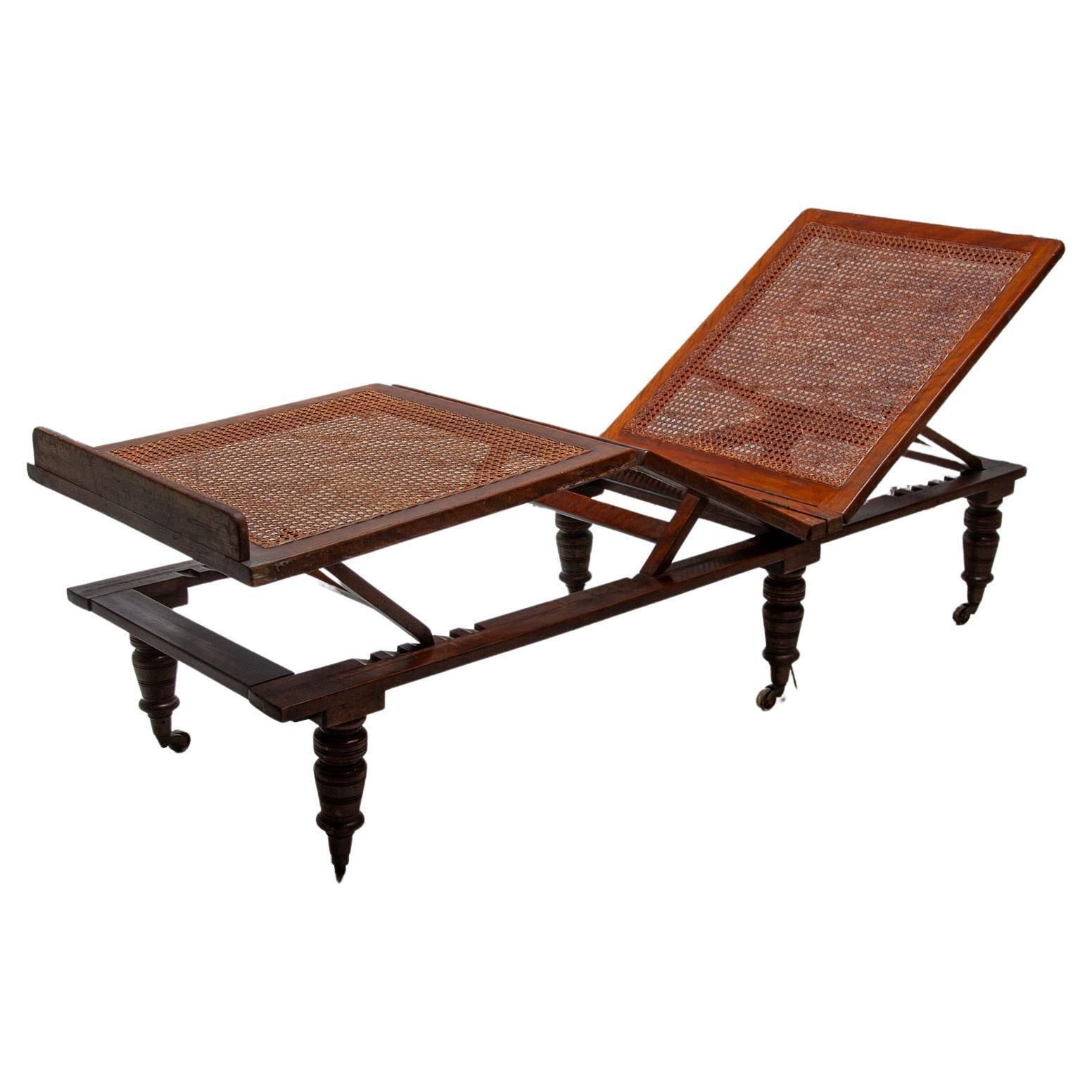 Antique Exotic Folding & Adjustable Daybed "British Campaign Furniture" London