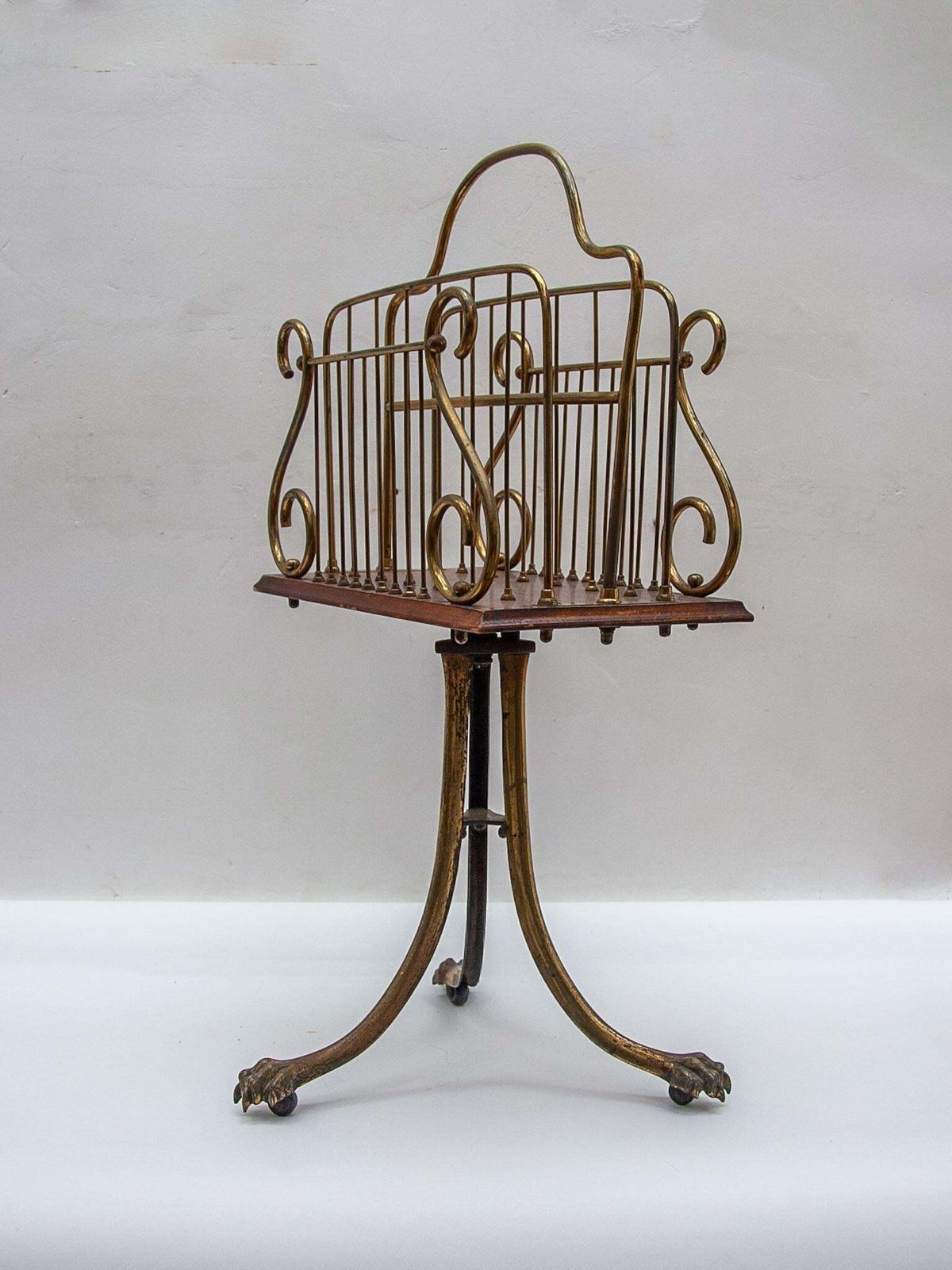 Victorian Brass Magazine Rack, Lion Feet, 19th Century photo 1808.0