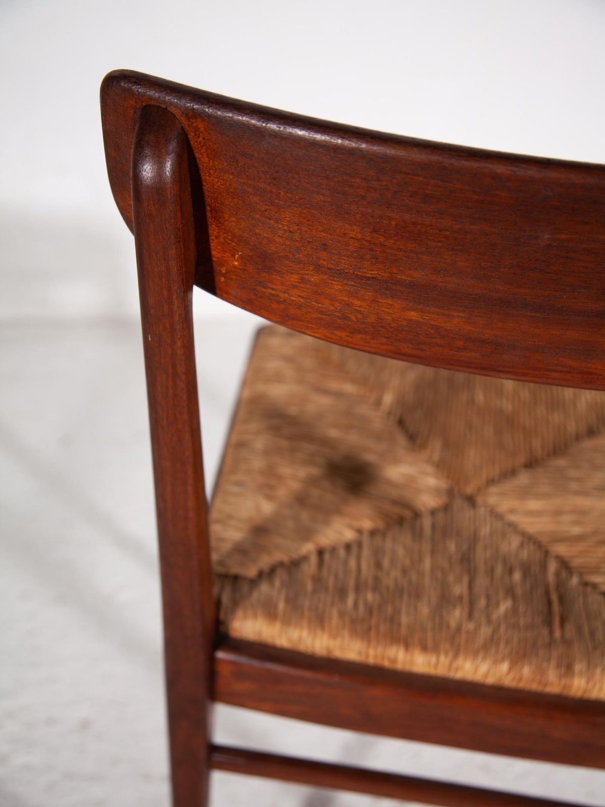 Furniture Teak Dining Chairs With Rattan Sea, T 1959, Belgium photo