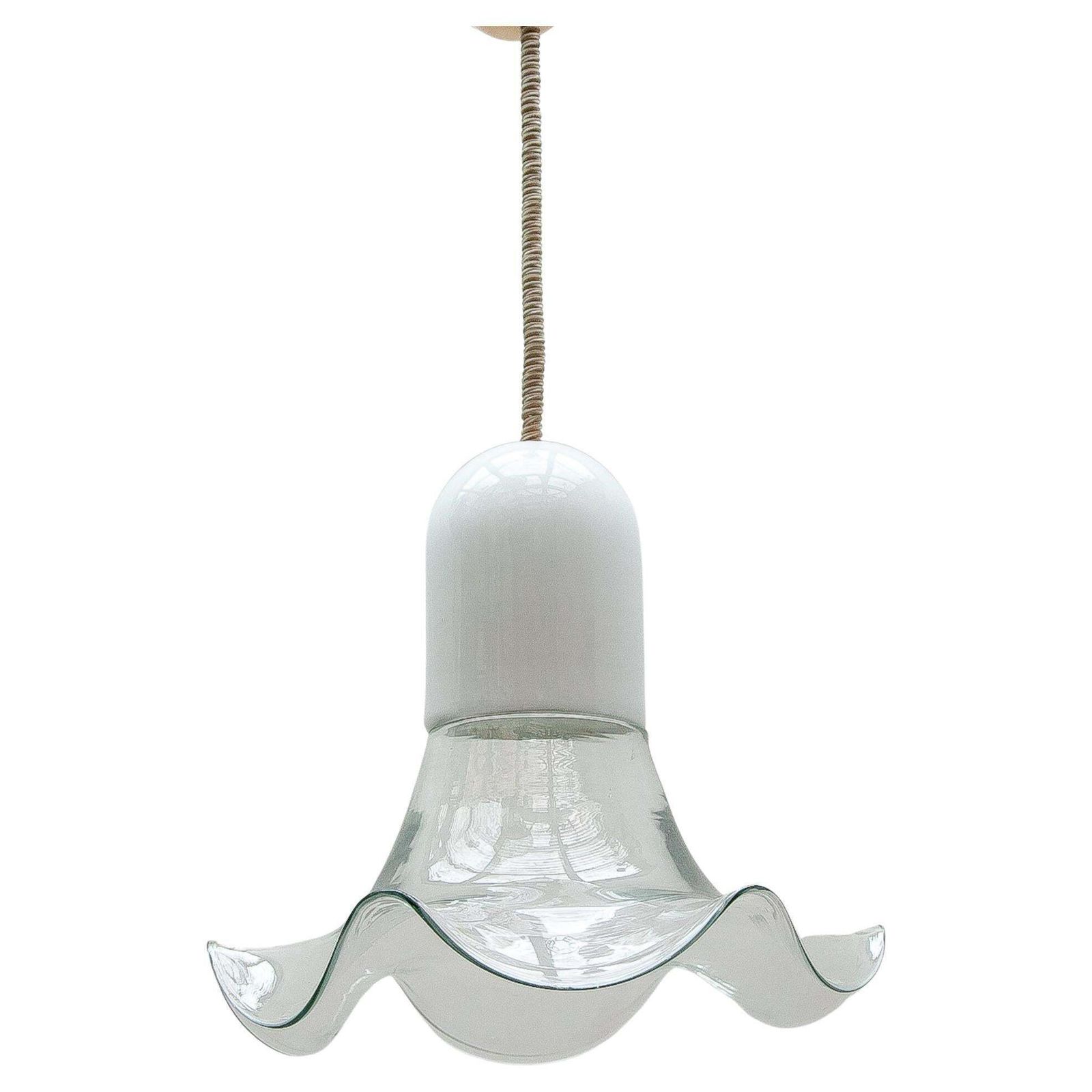 Leucos Clear And Opal Chandelier By Roberto Pamio & Renato Toso, 1970s