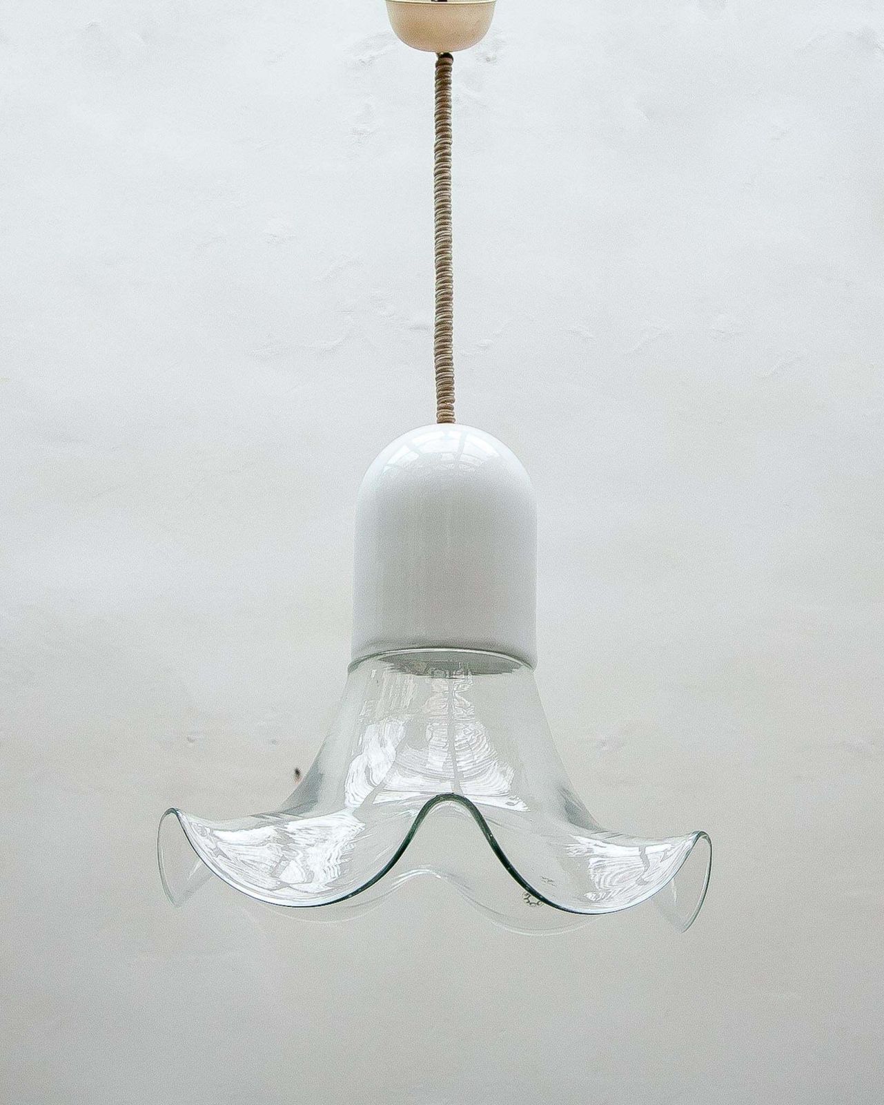 Leucos Clear And Opal Chandelier By Roberto Pamio & Renato Toso, 1970s photo for sale