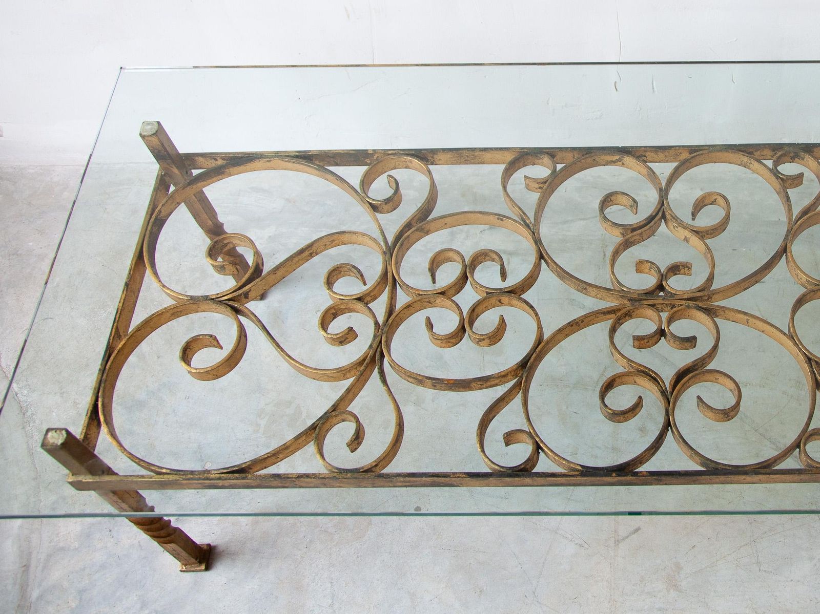 Large Wrought Iron Coffee Table In The Manner Of Gilbert Poillerat, France, 1950s photo for sale