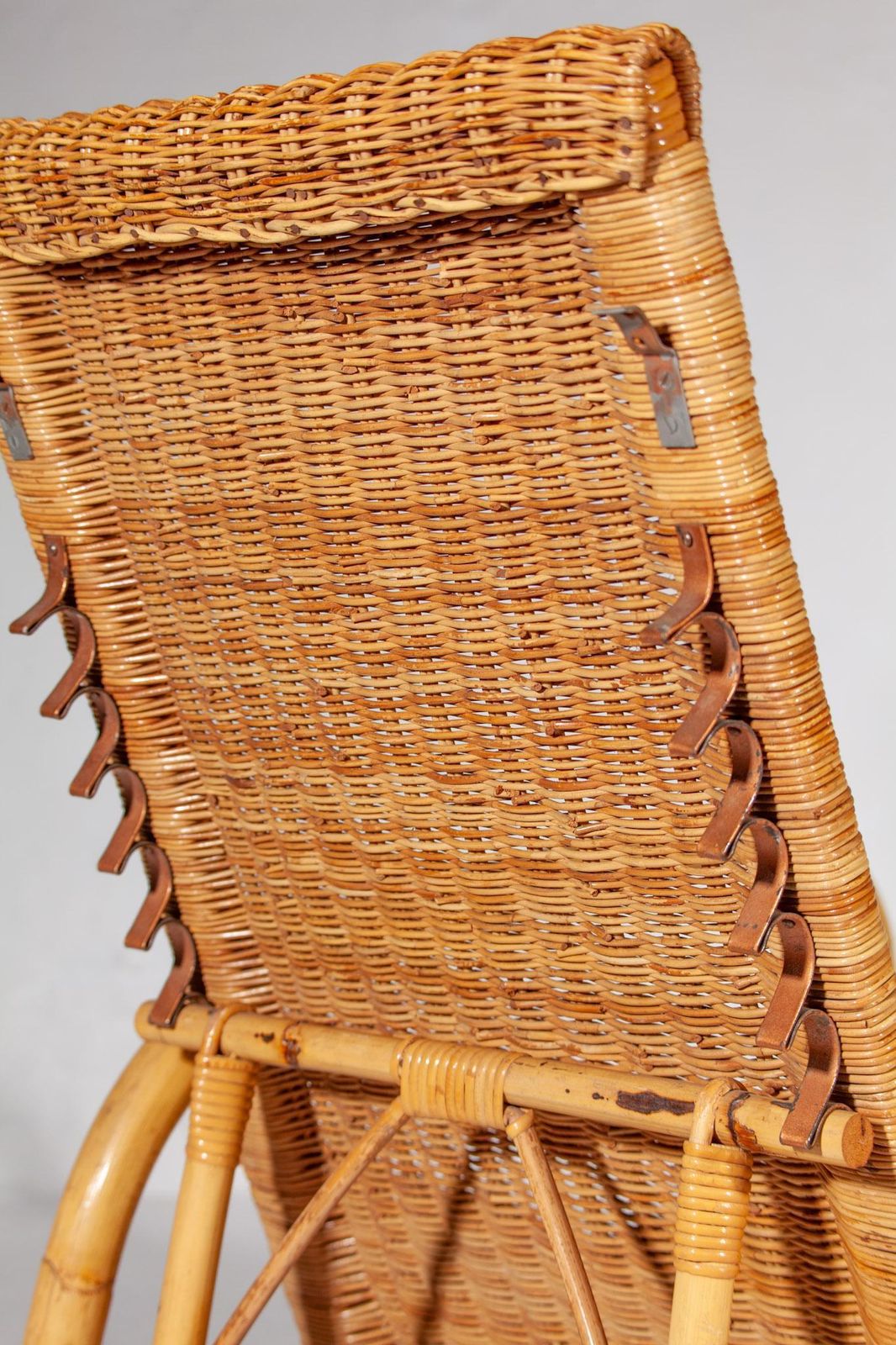 Furniture Bamboo Boho Rattan Easy Chair For Your Patio, 1960s Italy, With Foot Stool photo