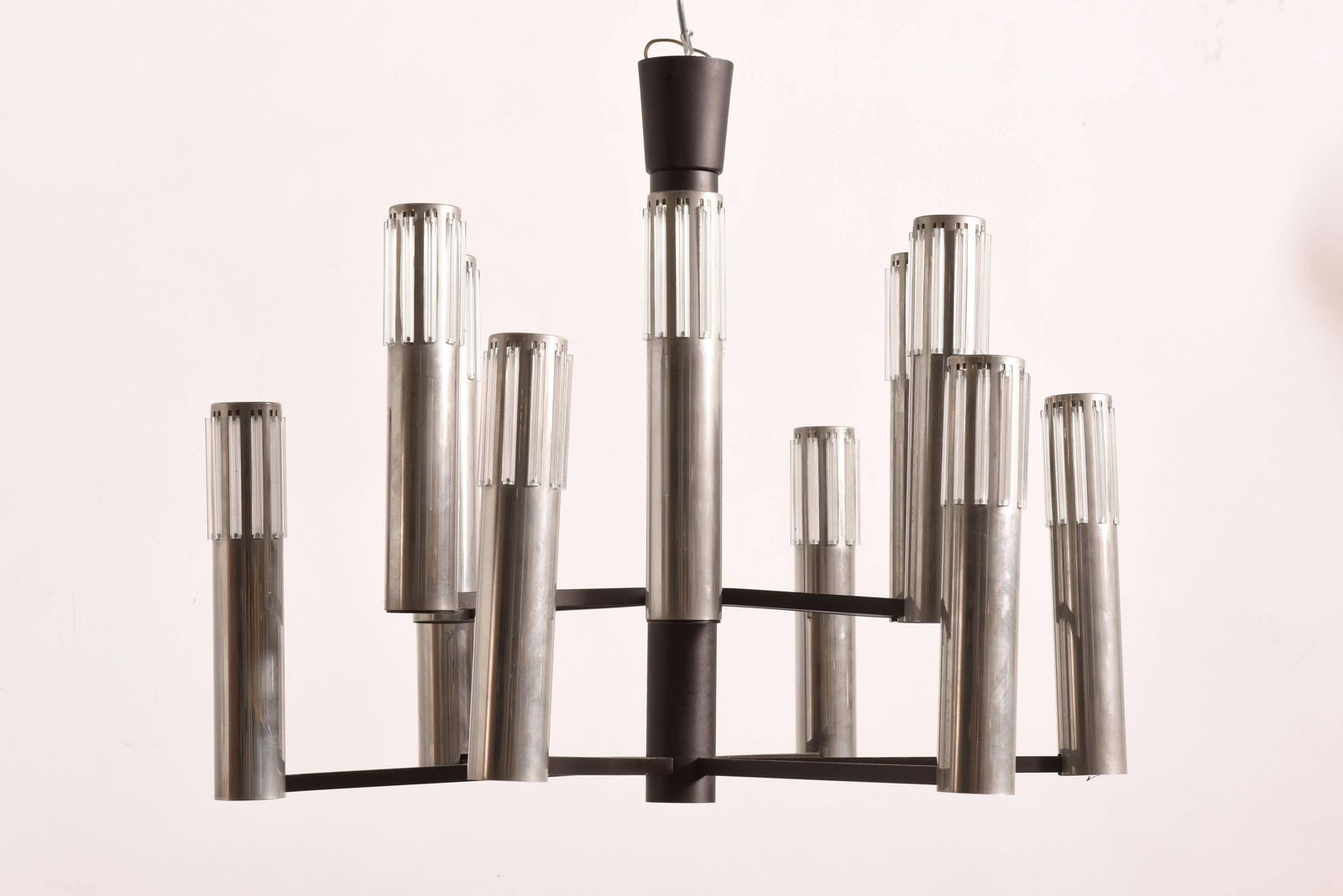 Chrome And Clear Glass Twelve Shade 1960s Chandelier By Schmahl & Schulz, Germany photo furniture
