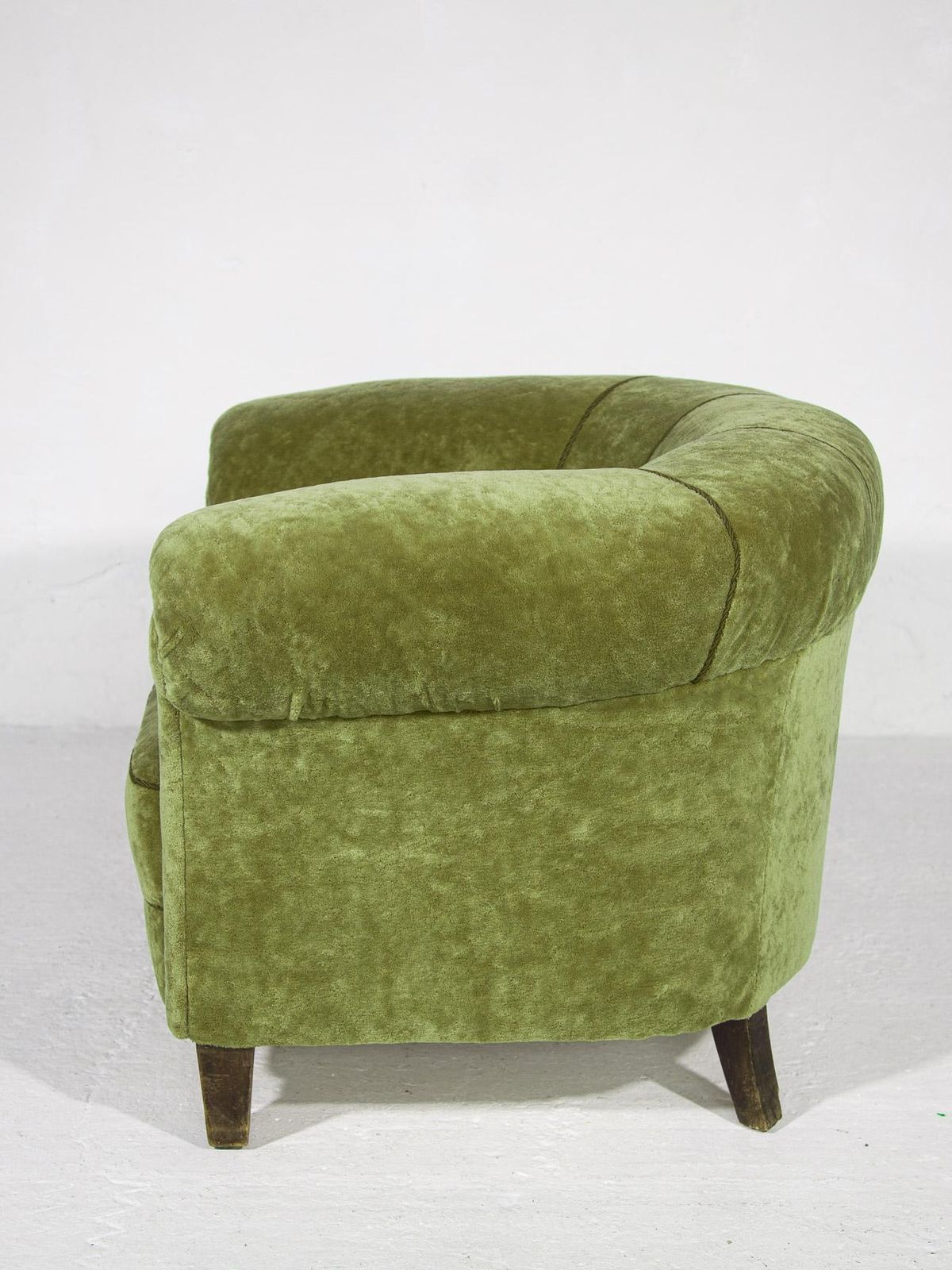Art Deco Lounge Chairs In Green Olive Velvet Upholstery photo vinterior