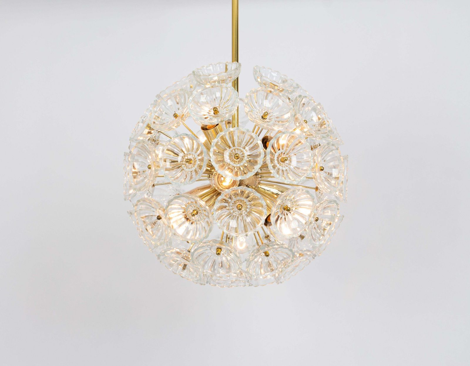 Stunning Floral Glass And Brass Sputnik Chandeliers, Germany, 1960s photo 1673.0