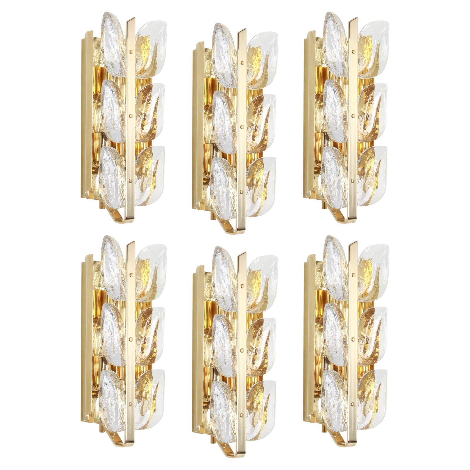 1 Of 6 Stunning Large Kalmar Murano Sconce Wall Lights, Florida, 1970s