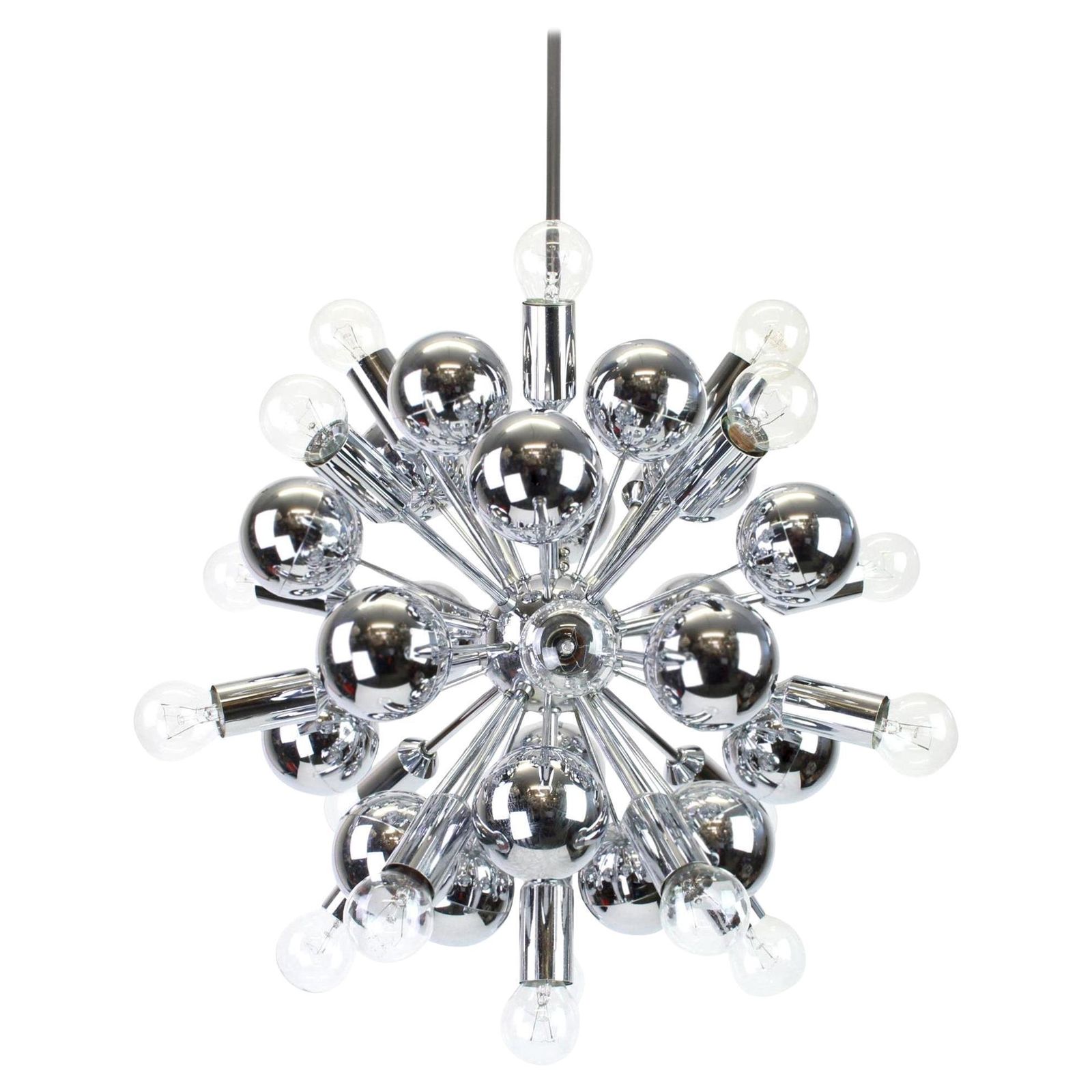 1 Of 3 Large Chrome Space Age Sputnik Chandelier By Cosack, Germany, 1970s