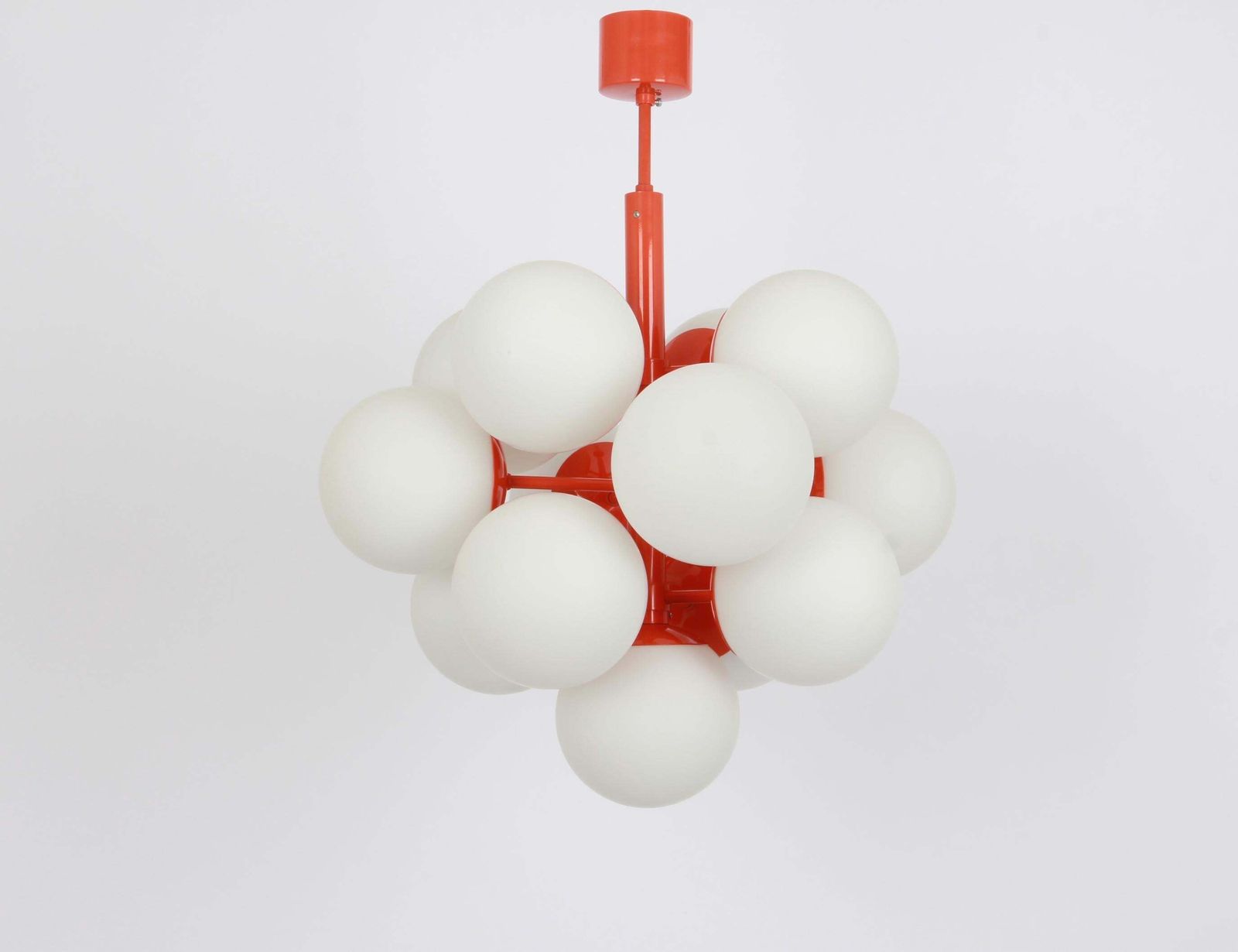 Large Stunning Kaiser Orange Sputnik Glass Globes Chandelier, Germany, 1970s photo 2273.0