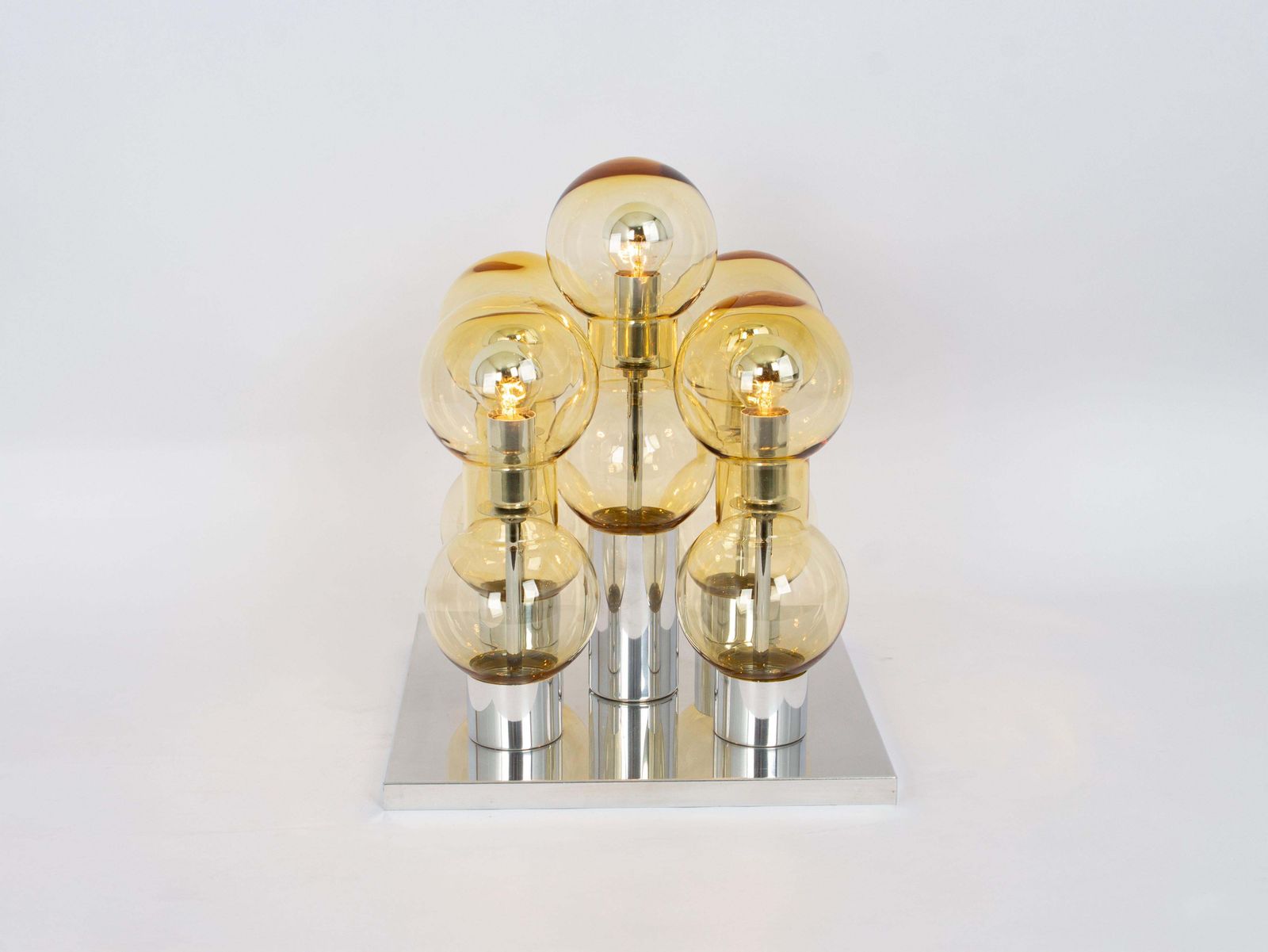 Stunning Large Murano Glass Tubes Flushmount Chrome By Doria, Germany, 1960s photo for sale