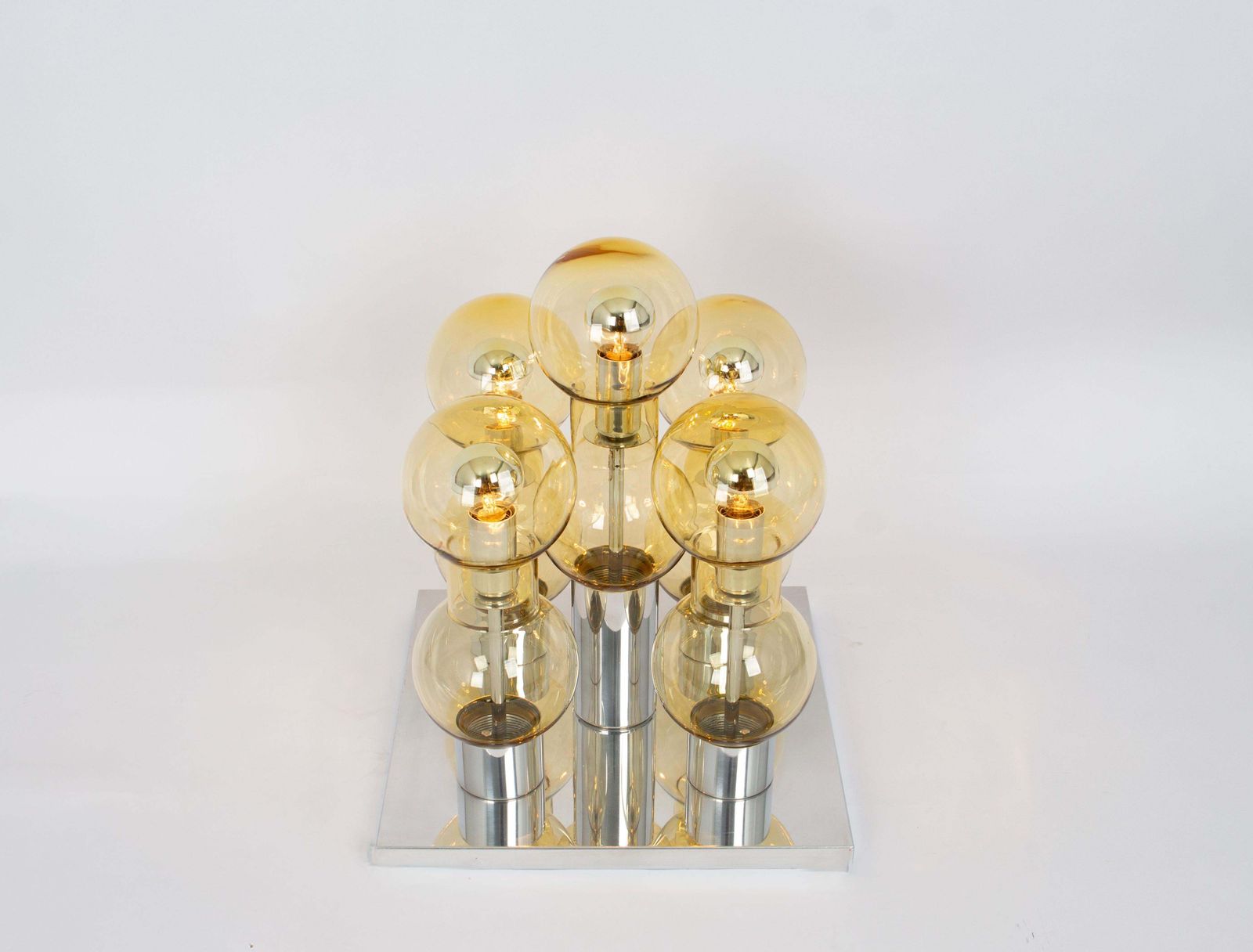 Stunning Large Murano Glass Tubes Flushmount Chrome By Doria, Germany, 1960s photo Lighting