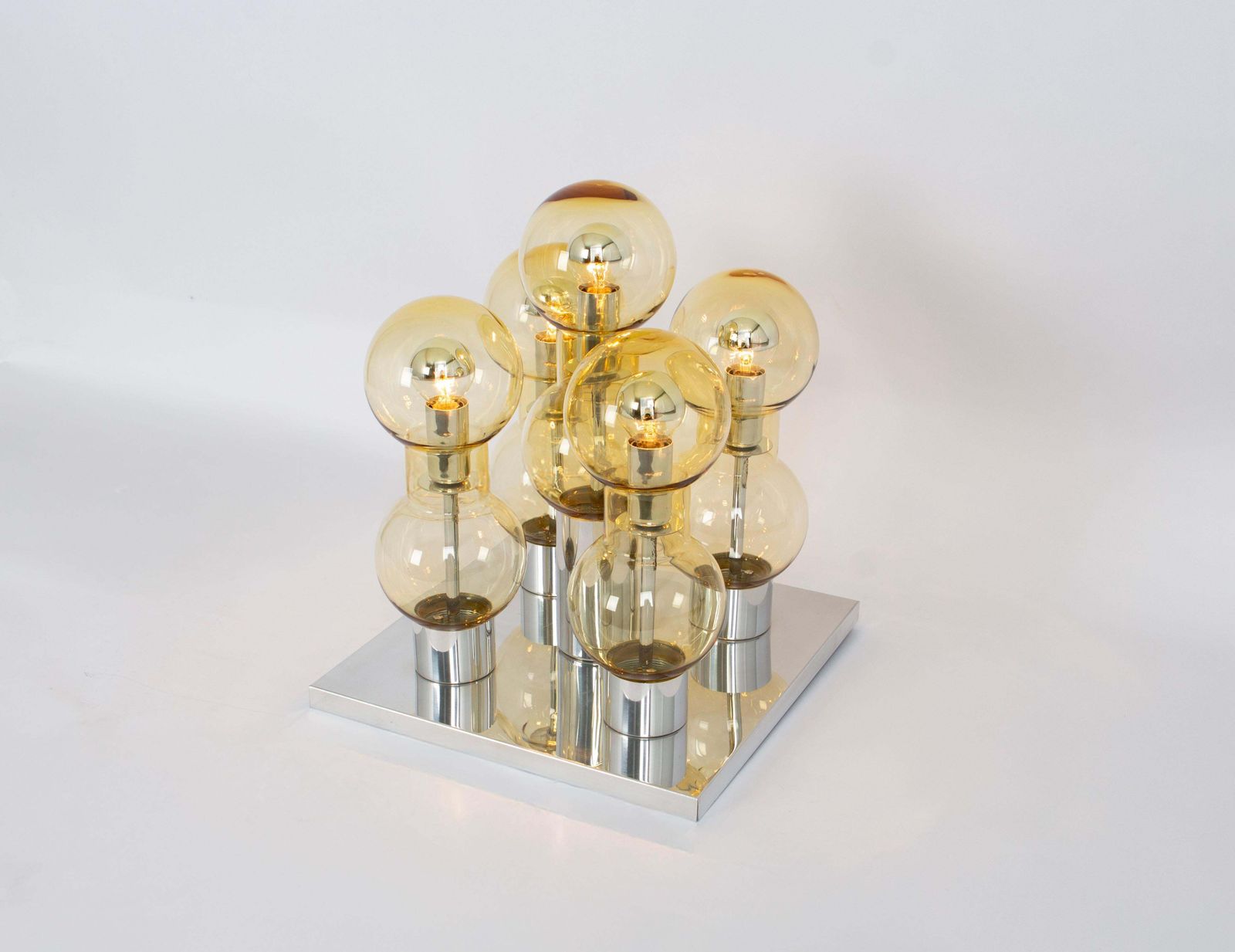 Stunning Large Murano Glass Tubes Flushmount Chrome By Doria, Germany, 1960s photo 1244.0