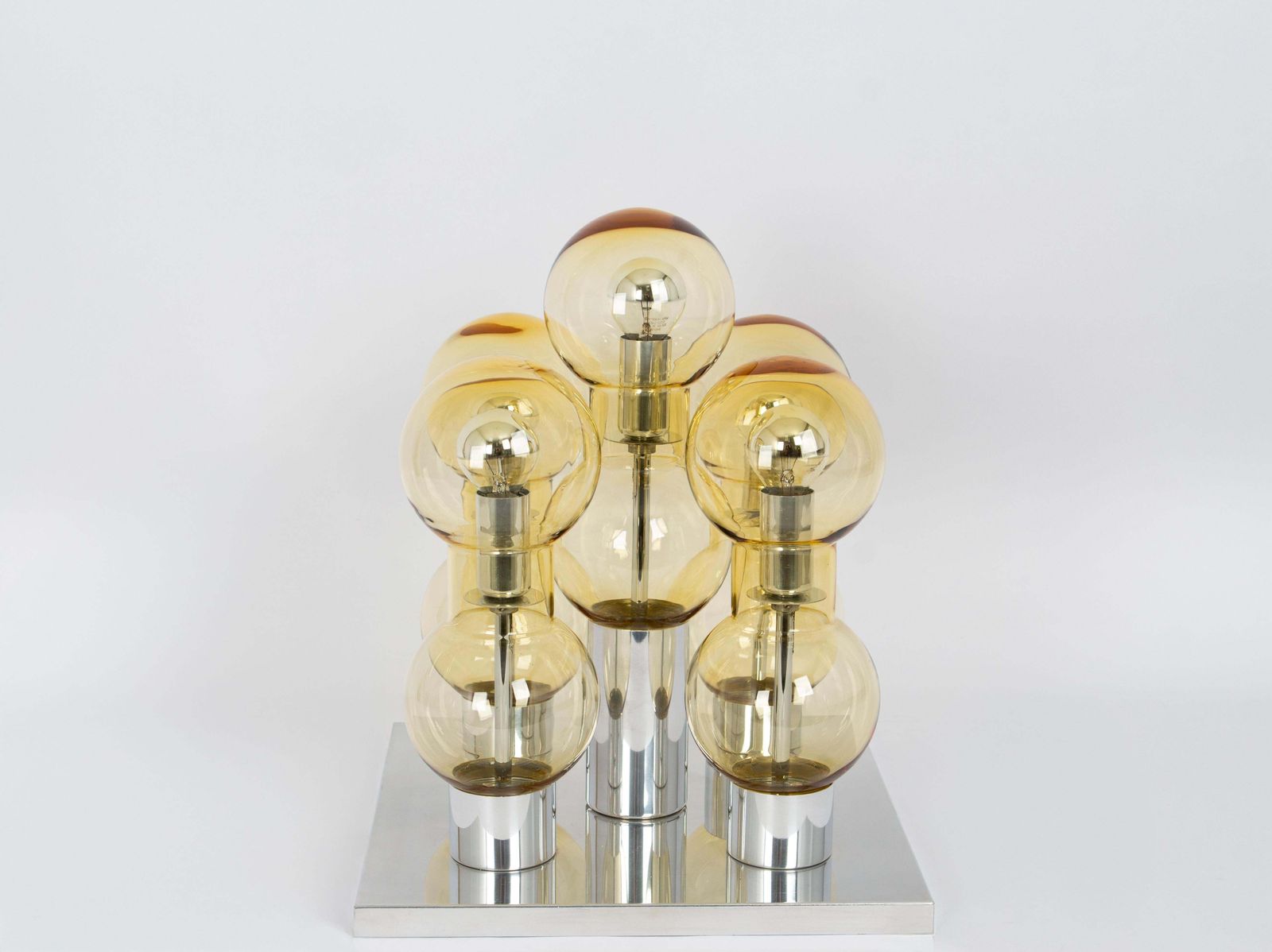 photo furniture Stunning Large Murano Glass Tubes Flushmount Chrome By Doria, Germany, 1960s