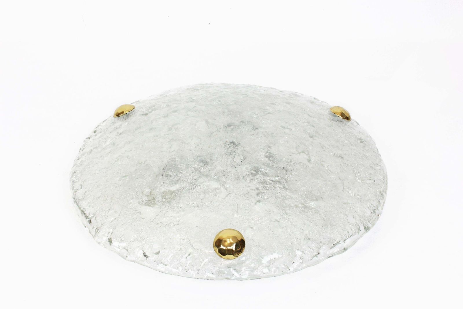 1 Of 4 Large Round Murano Ice Glass Flushmount By Hillebrand, Germany, 1970s photo furniture