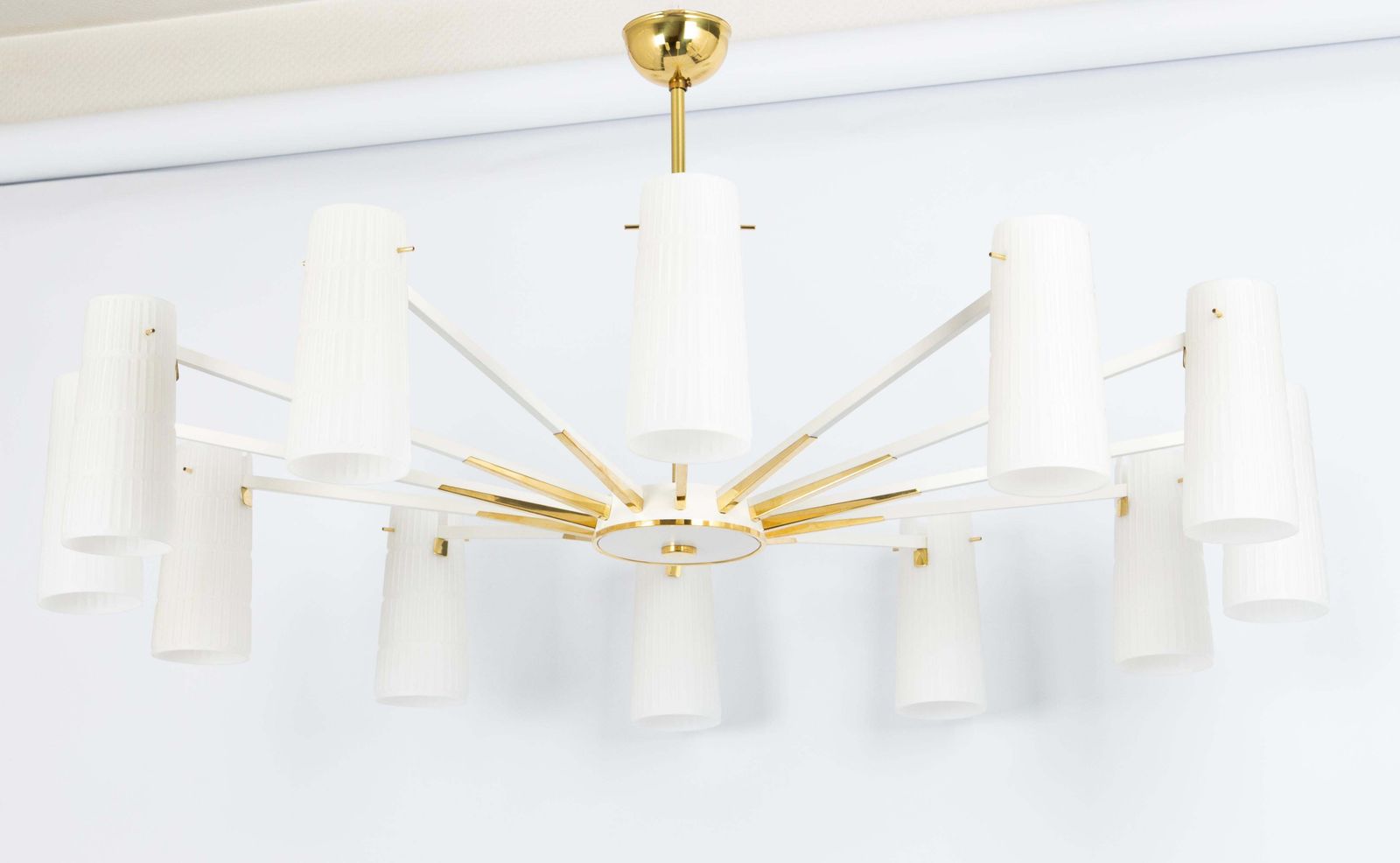 Extra Large Glass Sunburst Chandelier, Stilnovo Style, 1950s photo buy