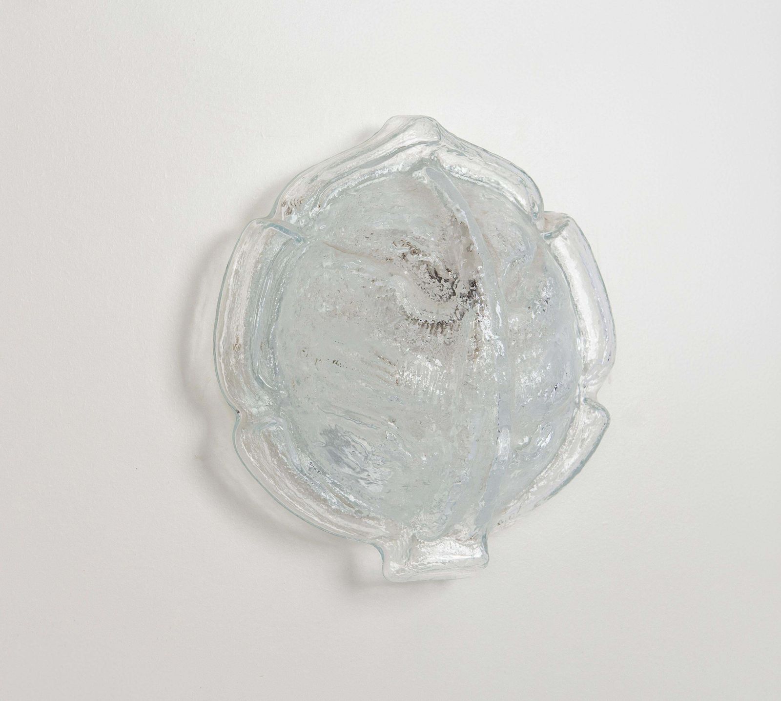 1 Of 6 Ice Glass Shell Glass Wall Light Sconce By Limburg, Germany, 1970s photo Lighting