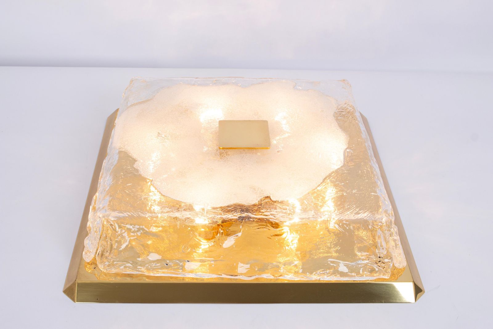 1 Of 2 Large Kalmar Square Flushmount Murano Organic Glass, Austria, 1960s photo Lighting