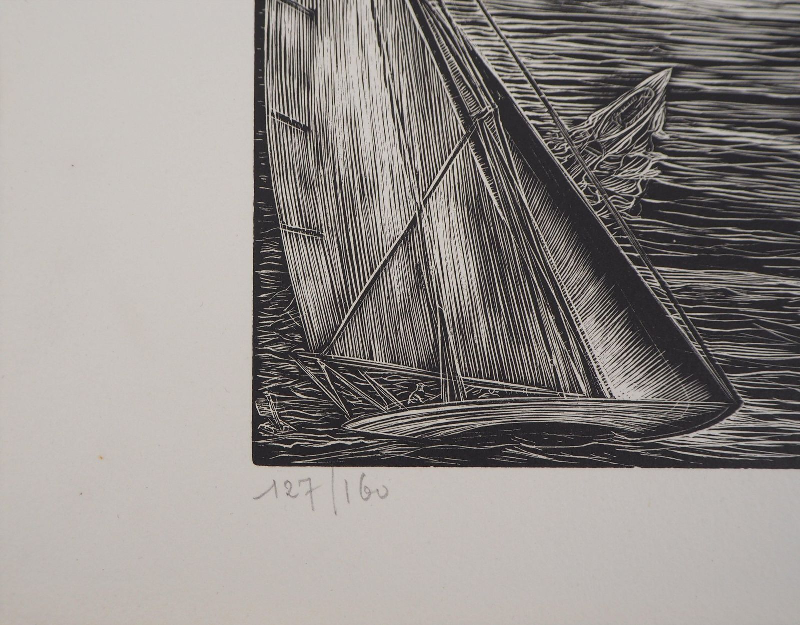 Herbert Lespinasseseascape : Castel And Sailboats   Original Wooodcut, Handsigned1924 photo 172.0