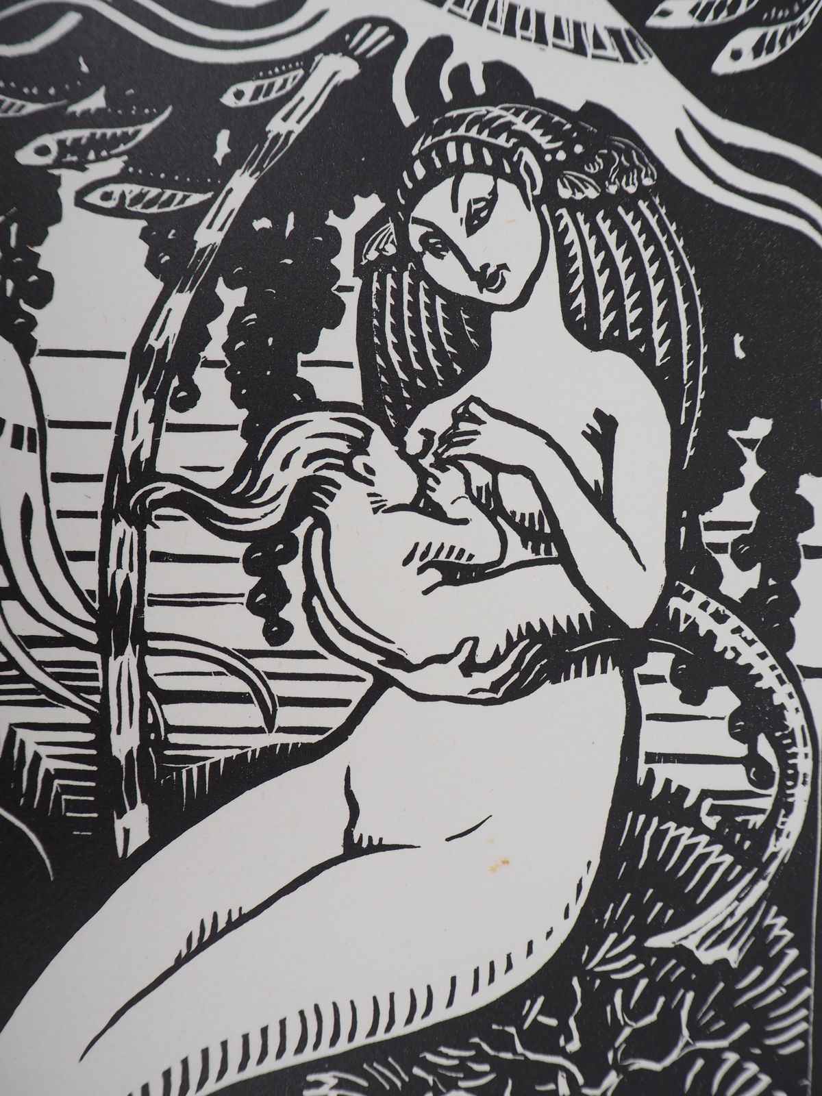 Henri Amedee Wetterlife In The Sea : Mermaid Maternity   Original Wooodcut, Handsigned & Numbered1922 photo for sale