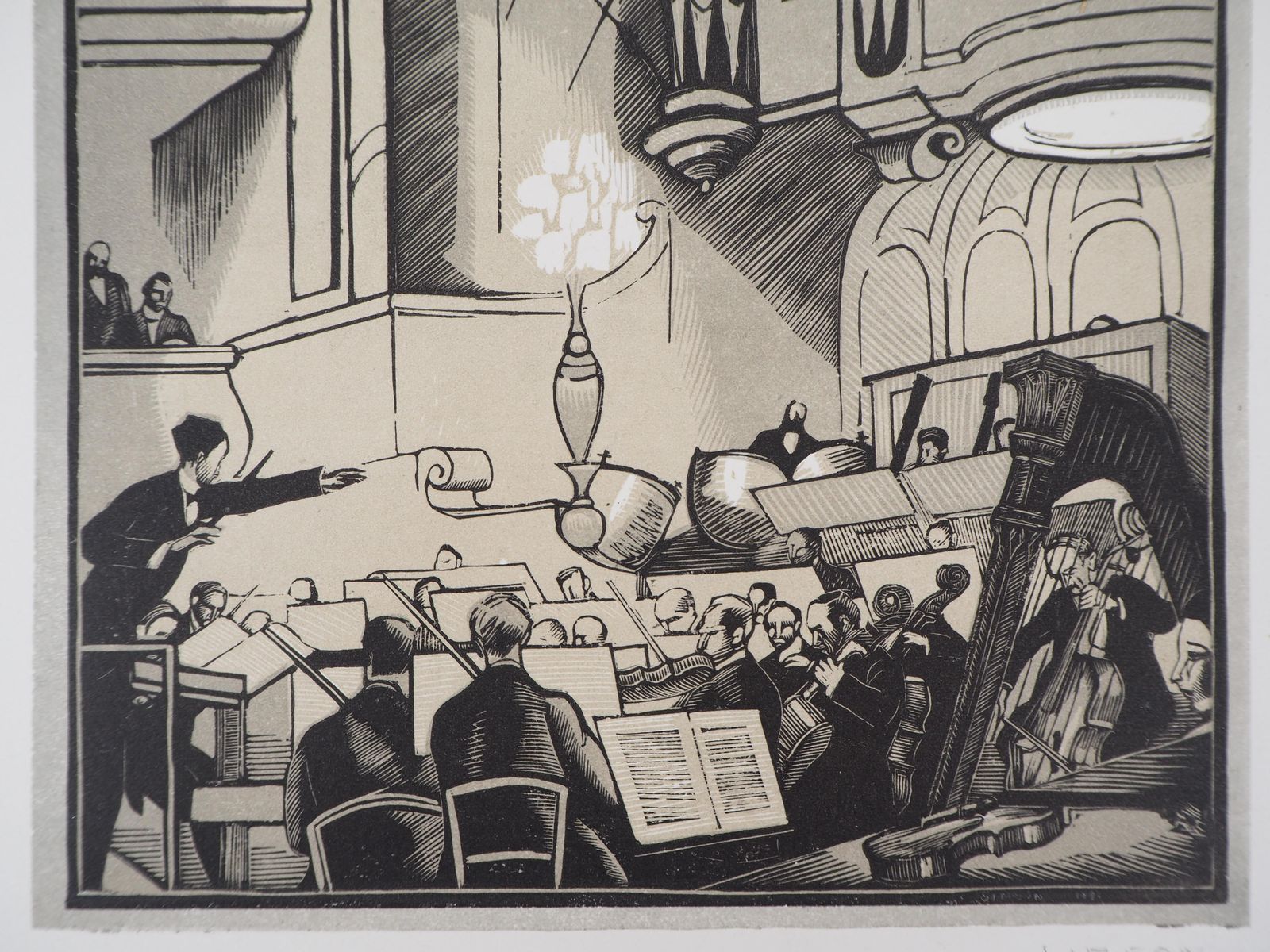 Fernand Siméonconcert: The Conductor   Original Wooodcut, Handsigned1920 photo Art