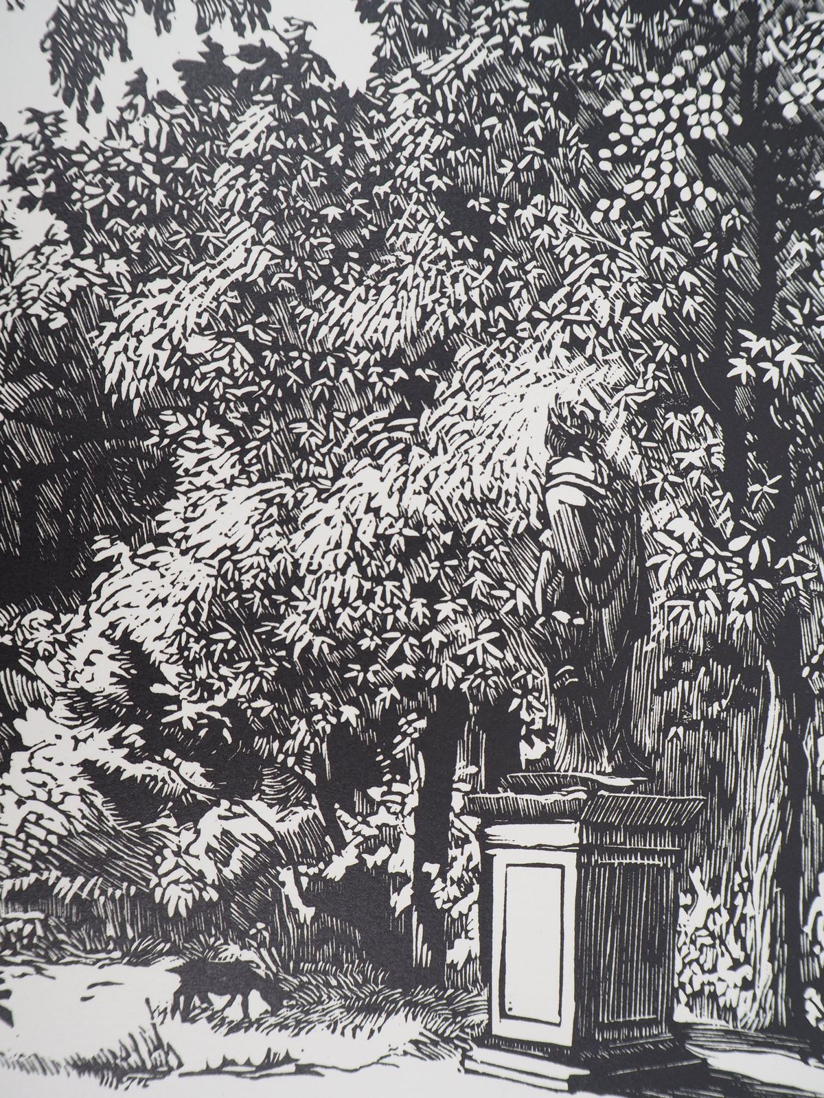 Georges Le Meilleurgarden With Antic Statues   Original Wooodcut, Handsigned1920 photo for sale