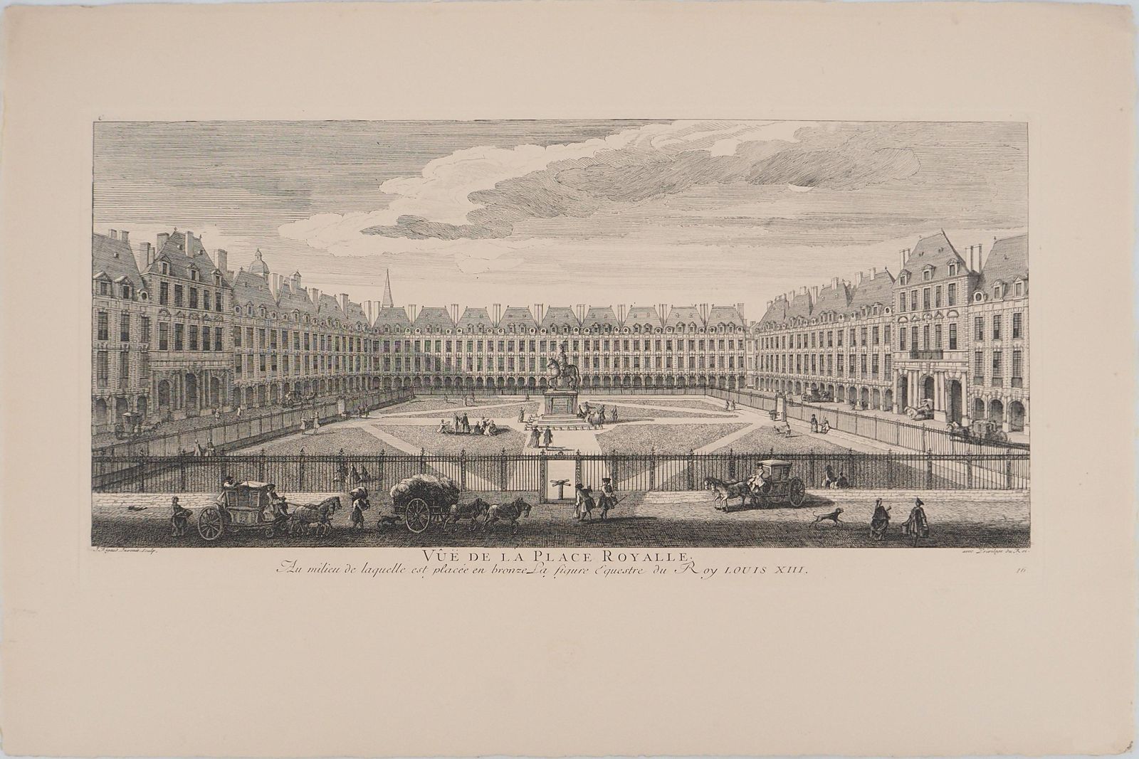 The Royal Square : A Glimpse Of Old Paris   Original Etching, Signed