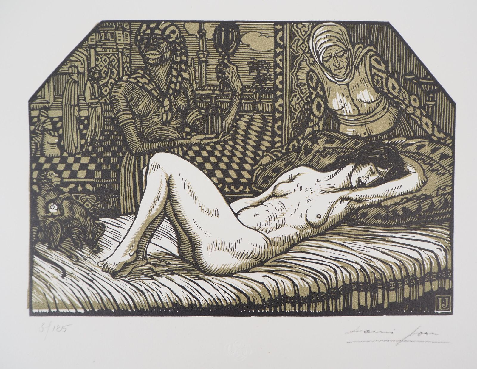 Louis Jou Mythology : Danae Sleeping   Original Wooodcut, Handsigned & Numbered1921