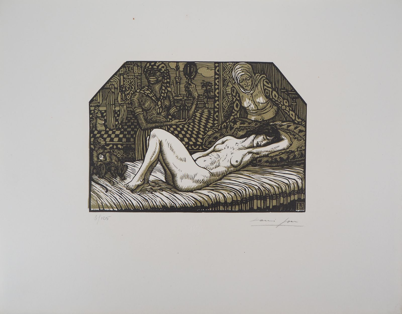 Louis Jou Mythology : Danae Sleeping   Original Wooodcut, Handsigned & Numbered1921 photo for sale