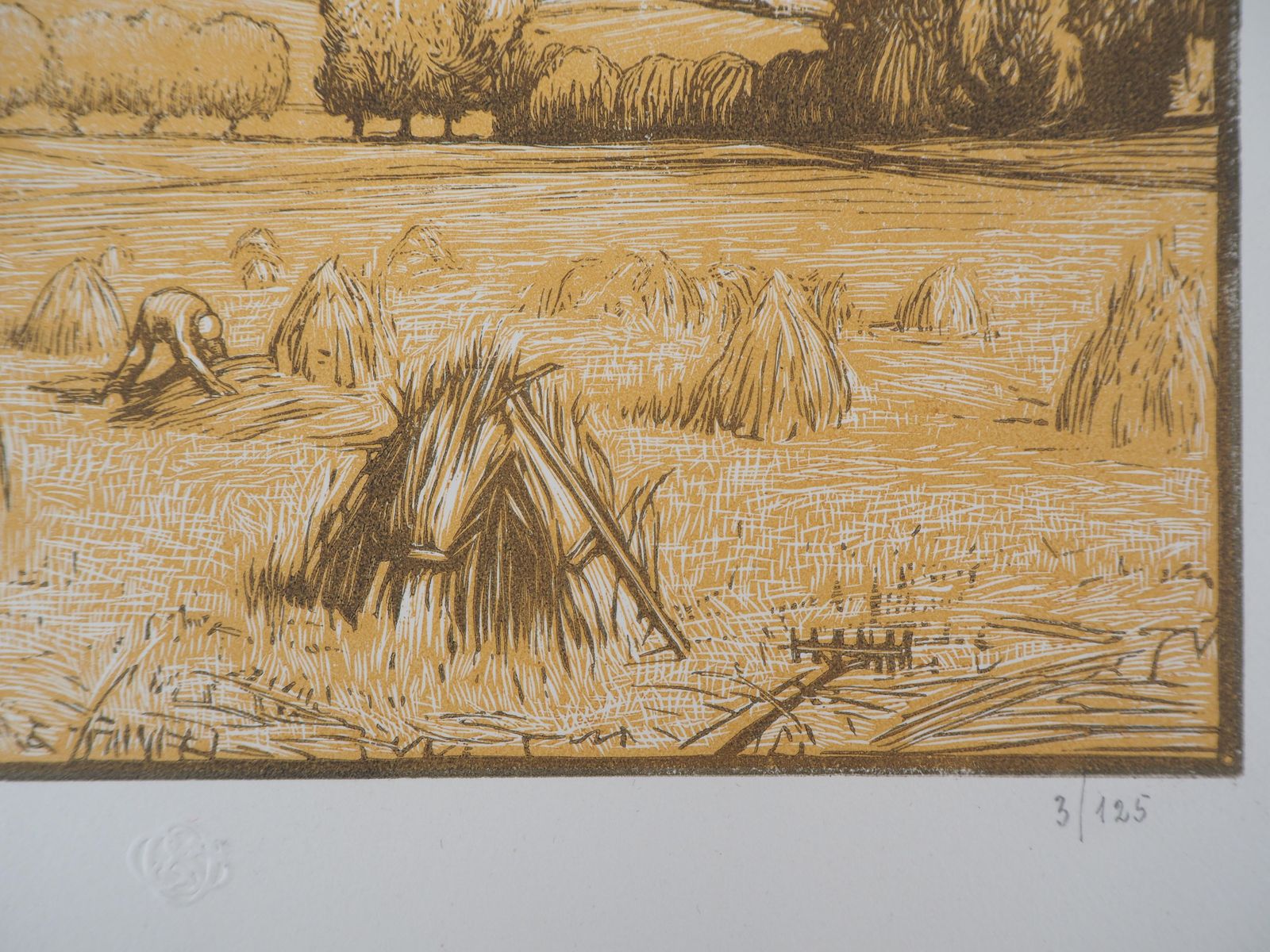 Paul Baudierharvest In The Fields : The Haystacks   Original Wooodcut, Handsigned & Numbered1927 photo 172.0